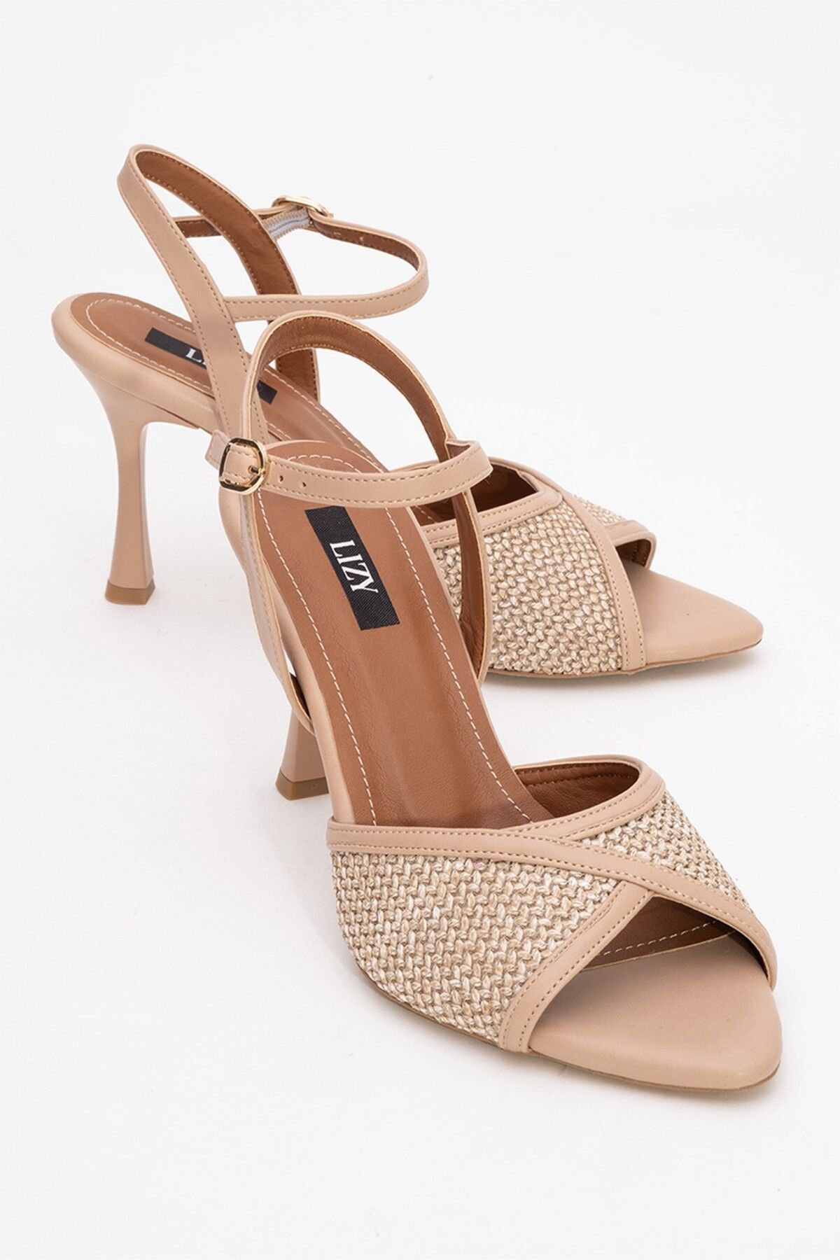 Lizy Shoes Hasır Detaylı Topuklu Sandalet