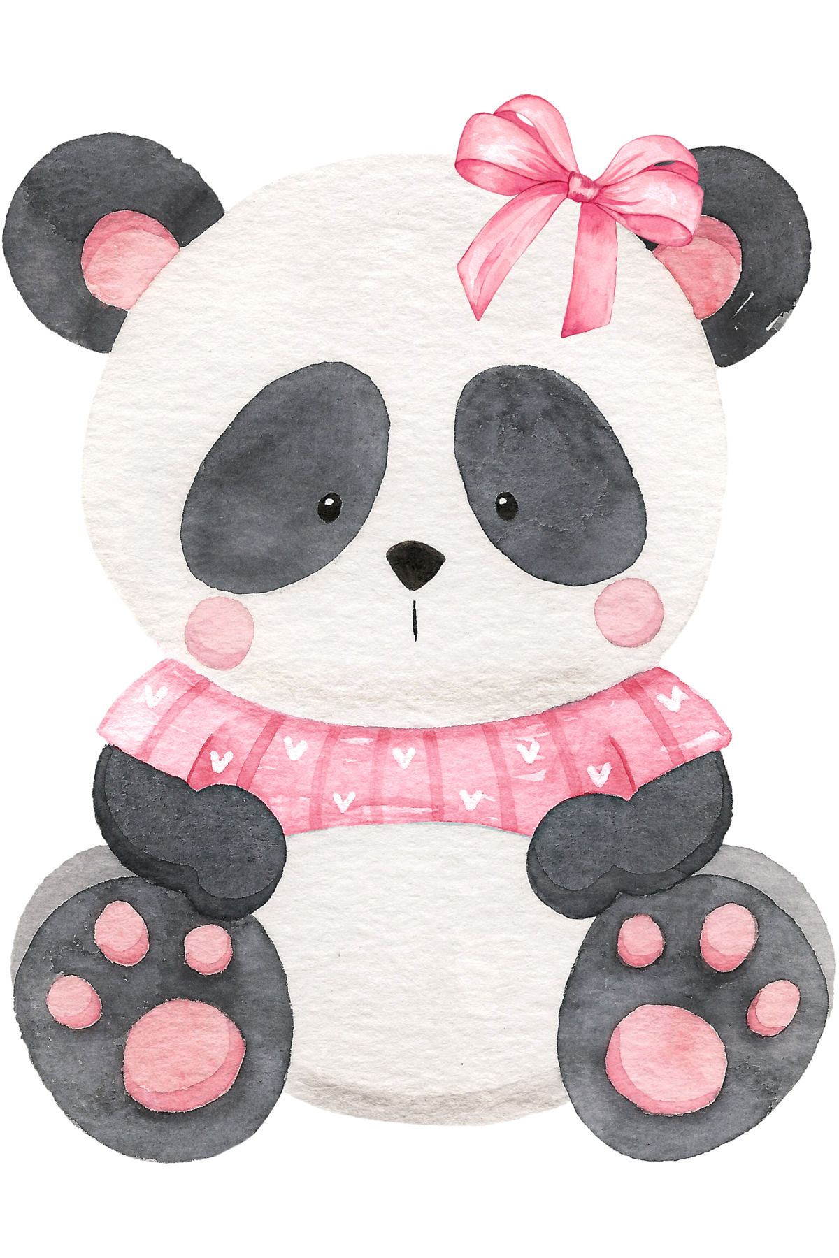 Reysa Tasarım Fiyonklu Pembe Kazaklı Panda Duvar Stickerı