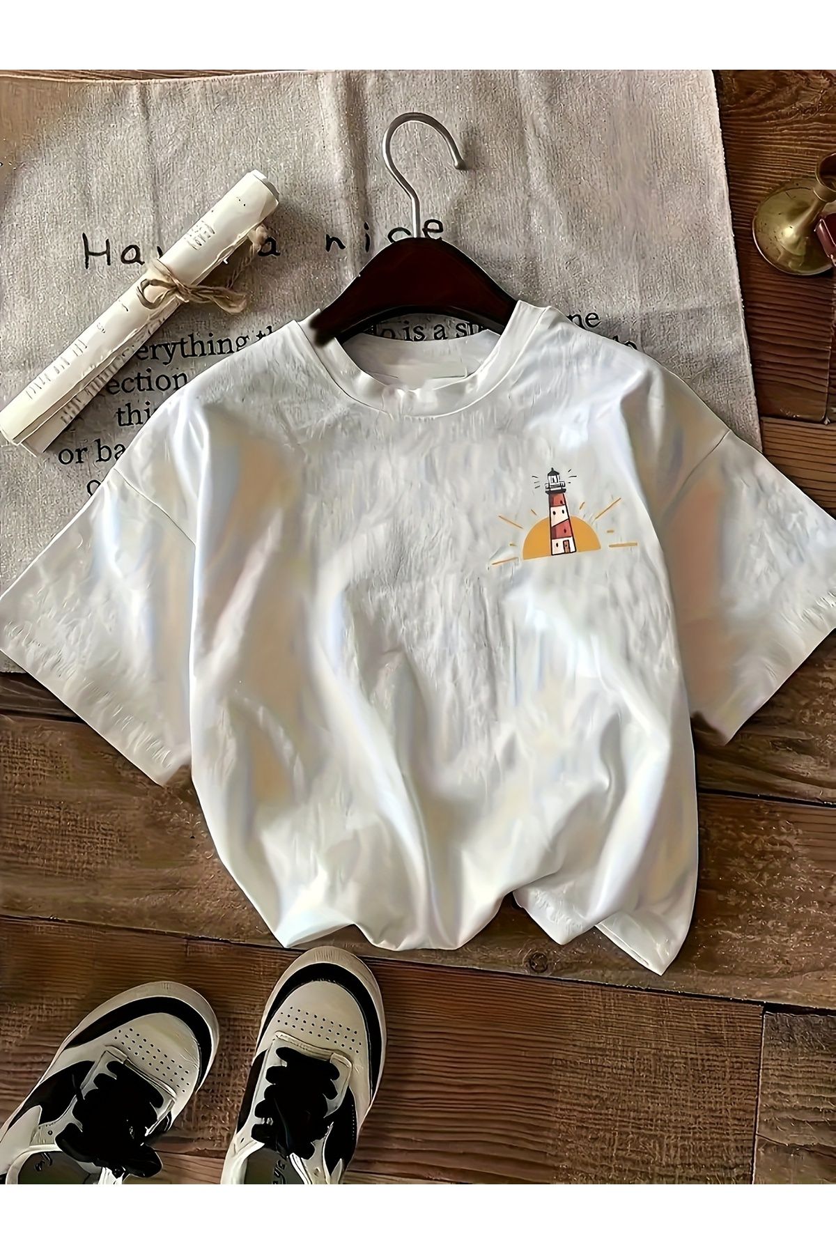 Jakinta Outdoors Baskılı Oversize Bisiklet Yaka Tişört – Pamuk Penye 2 İplik | Unisex & Günlük Rahat