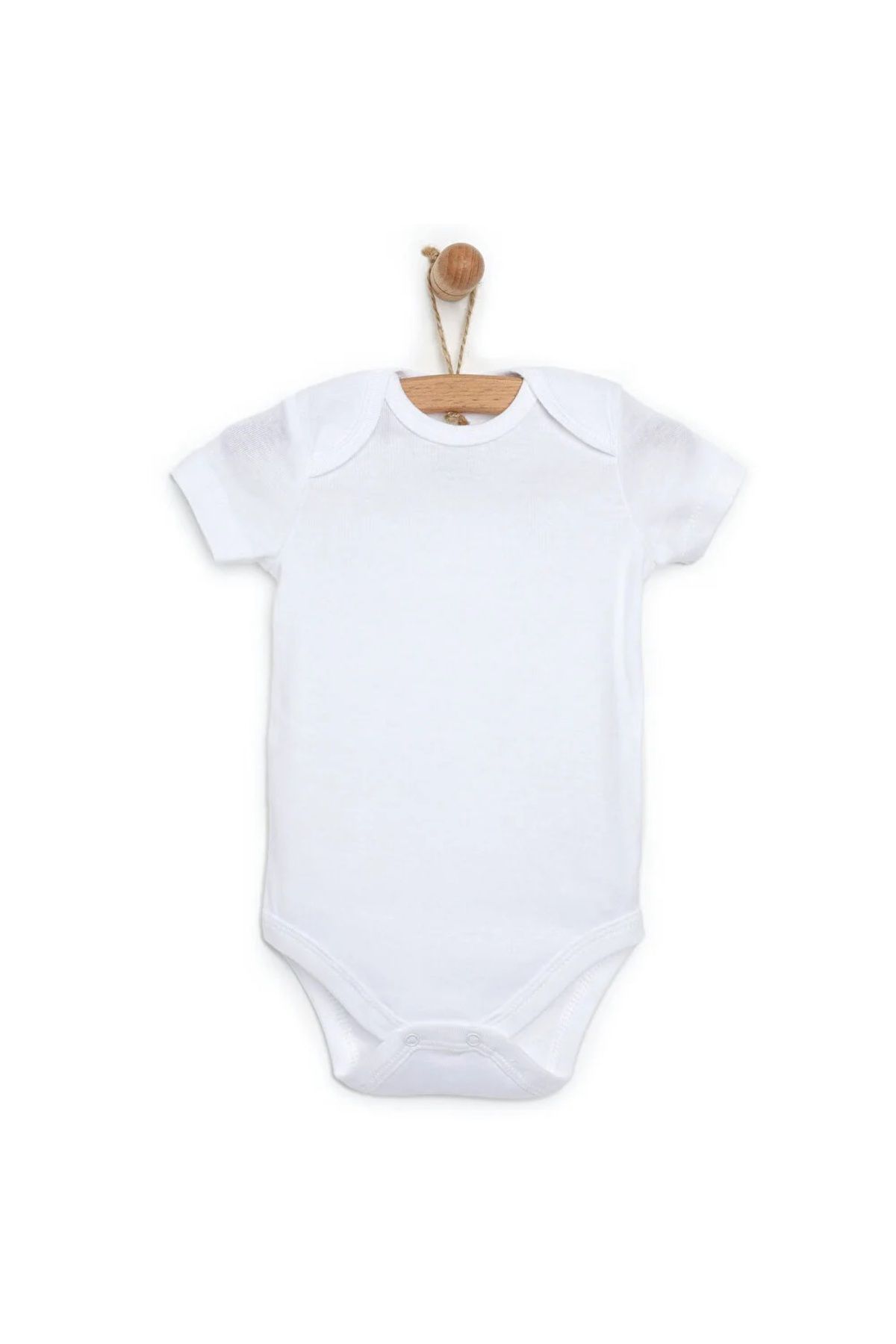 ebebek Hello Baby HelloBaby Unisex Beyaz Body Bisiklet Yaka Kısa Kol Beyaz