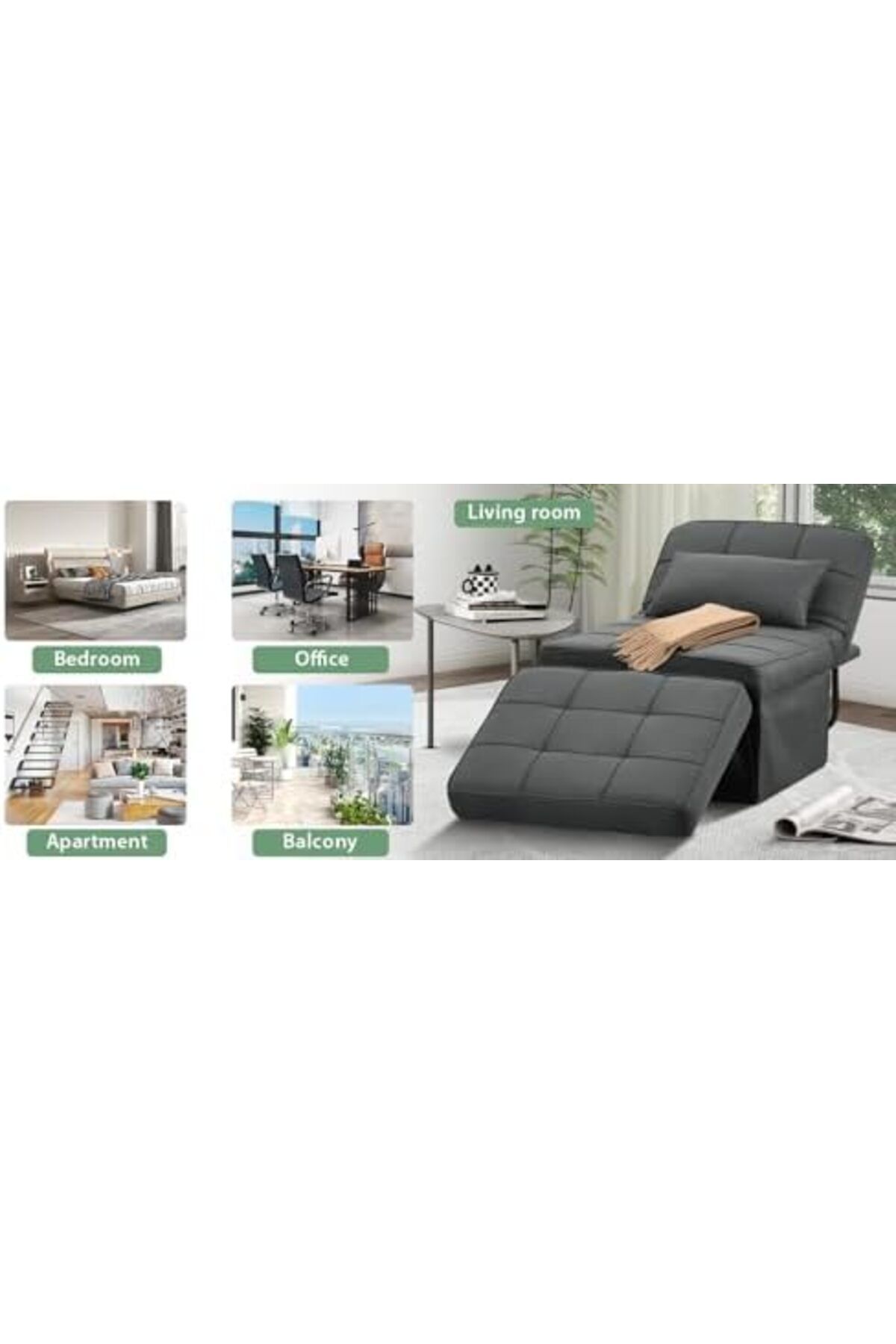 Generic-Sofa Bed, 4 in 1 Multi Function Folding Ottoman Sleeper Bed, Modern Convertible Chair Adjustable Bac 3