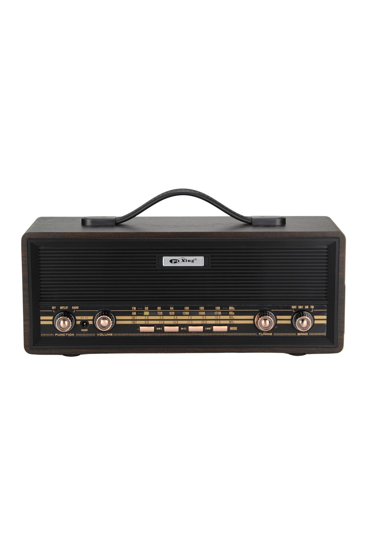 Coverzone Midi Boy Retro Radyo Bluetooth Taşınabilir - USB/TF Kart Girişli, 2x8W Hoparlör 35cm x 14cm PX-630BT