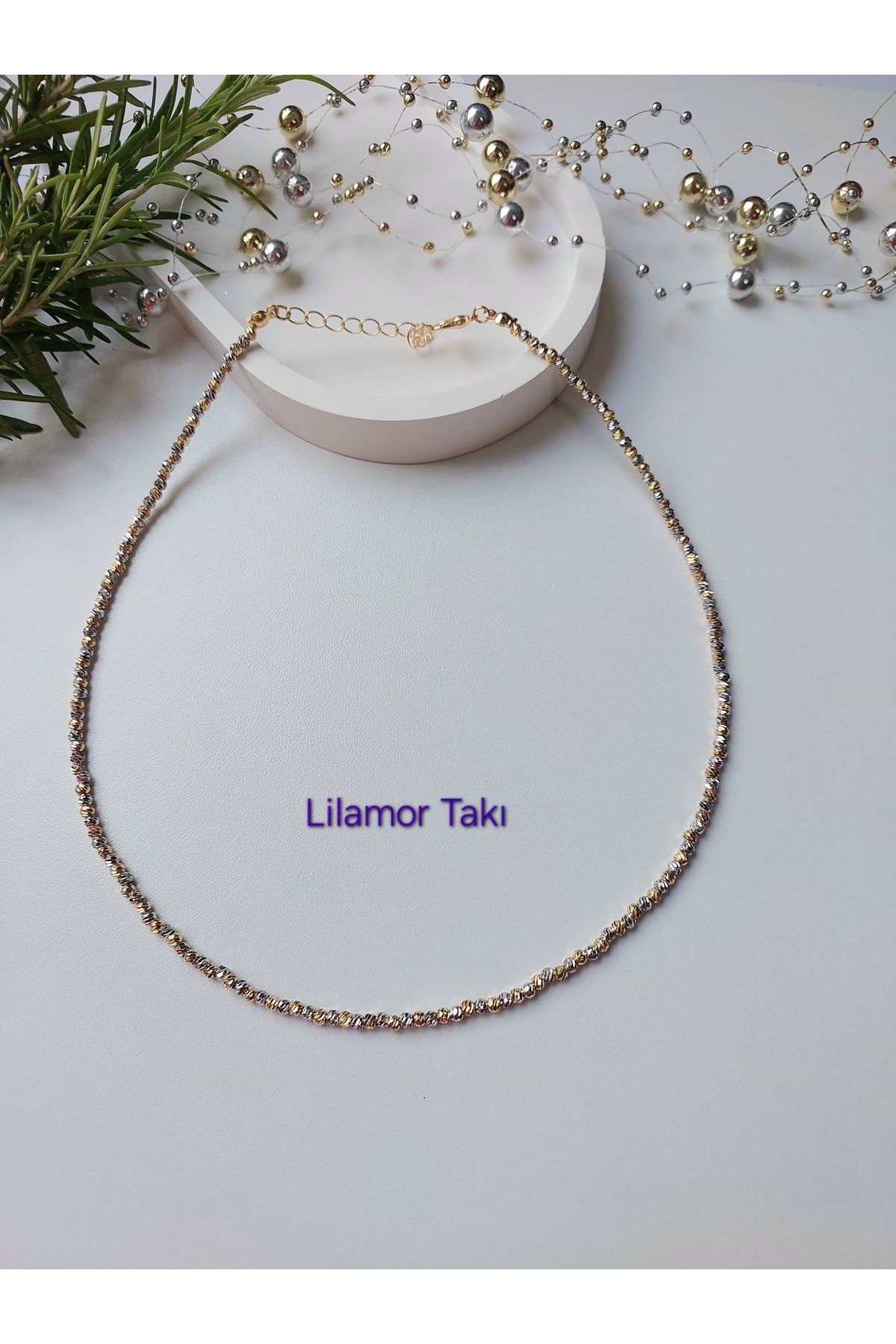 Lilamor Dorika Gold Renk ve Gümüş Renk Kolye