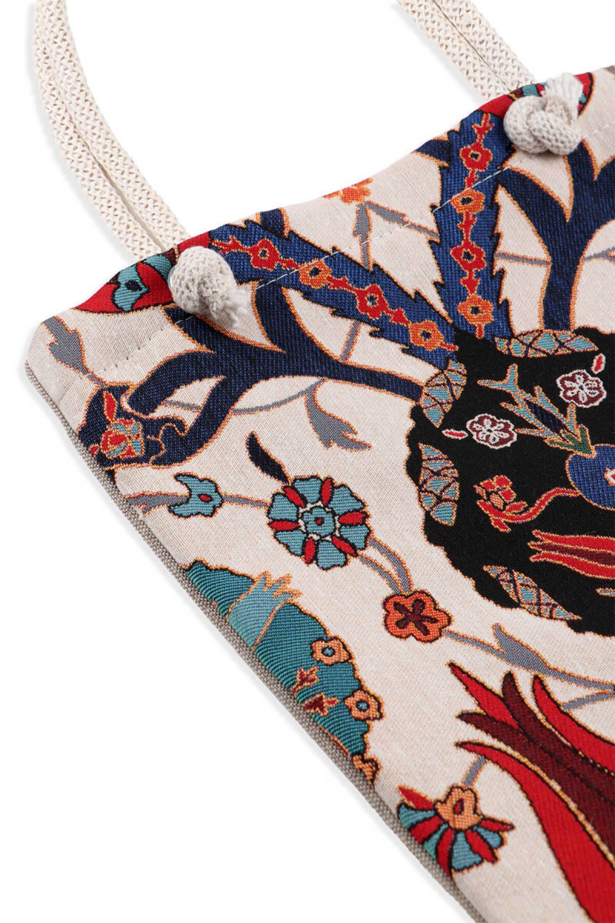 Bursa İpek-Tile Tulip Pattern Tapestry Shoulder Bag 3