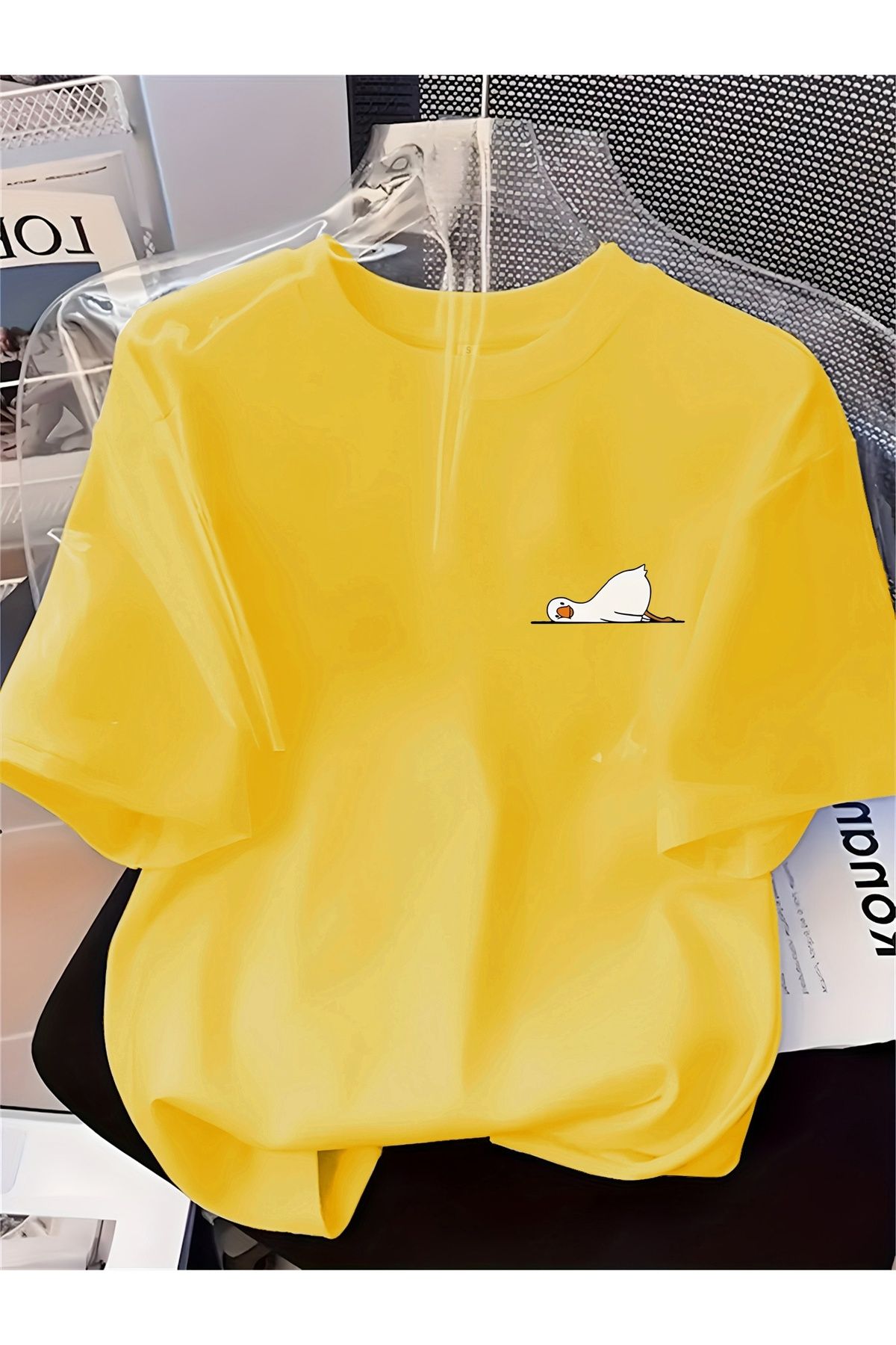 Jakinta Outdoors Baskılı Oversize Bisiklet Yaka Tişört – Pamuk Penye 2 İplik | Unisex & Günlük Rahat