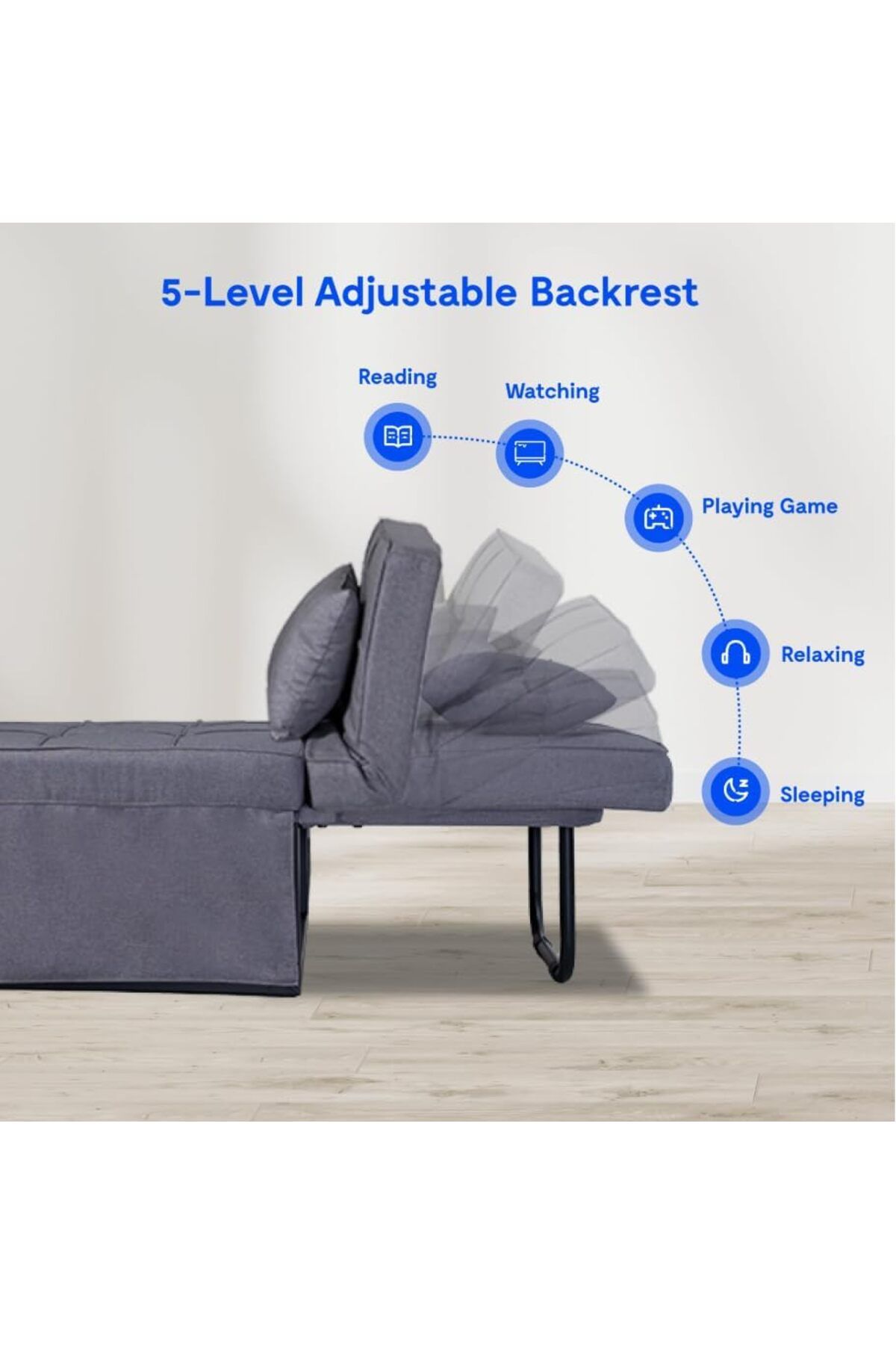 Generic-Sofa Bed, 4 in 1 Multi Function Folding Ottoman Sleeper Bed, Modern Convertible Chair Adjustable Bac 6