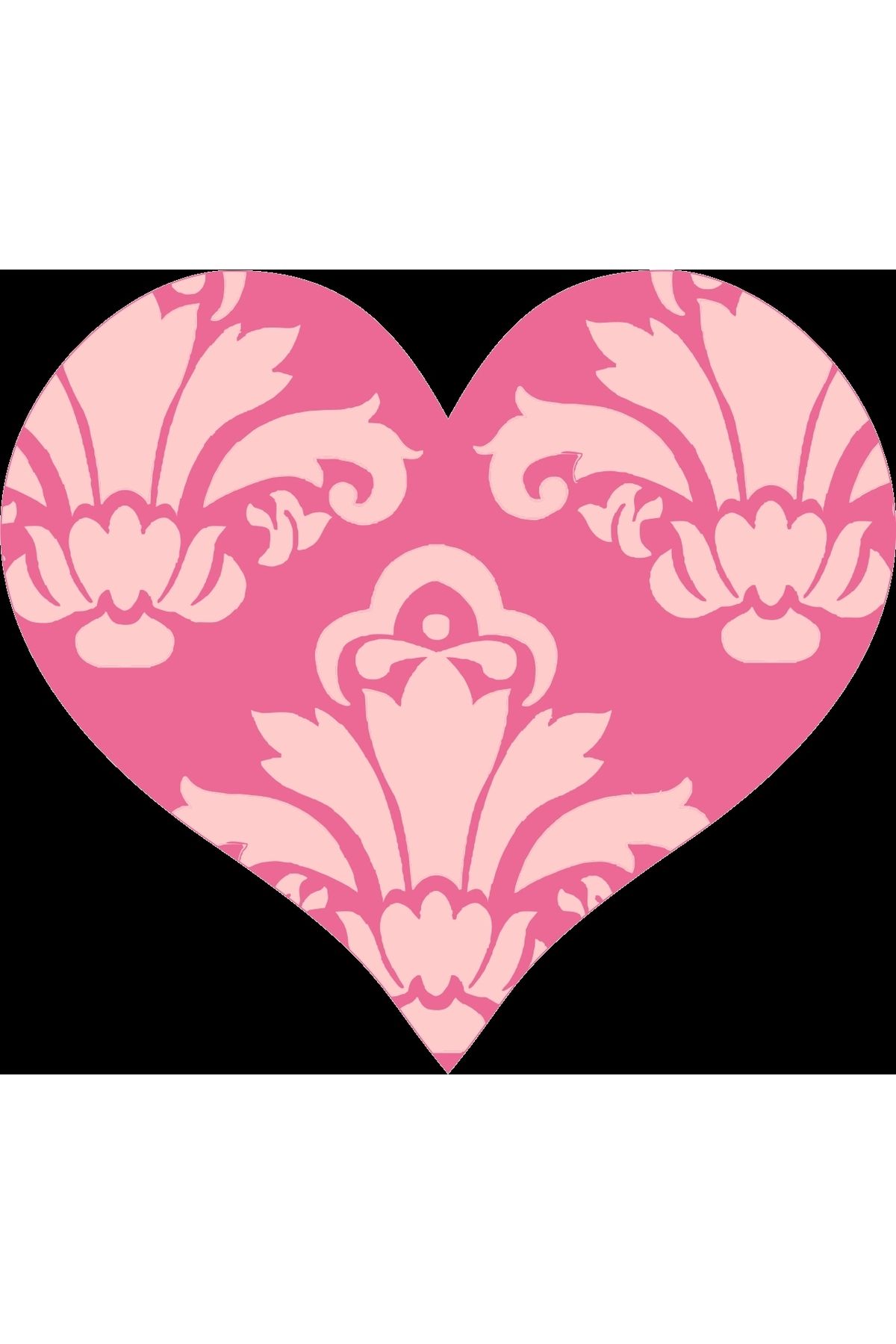 Reysa Tasarım Koyu Pembe Damask Desenli Kalp Duvar Stickerı