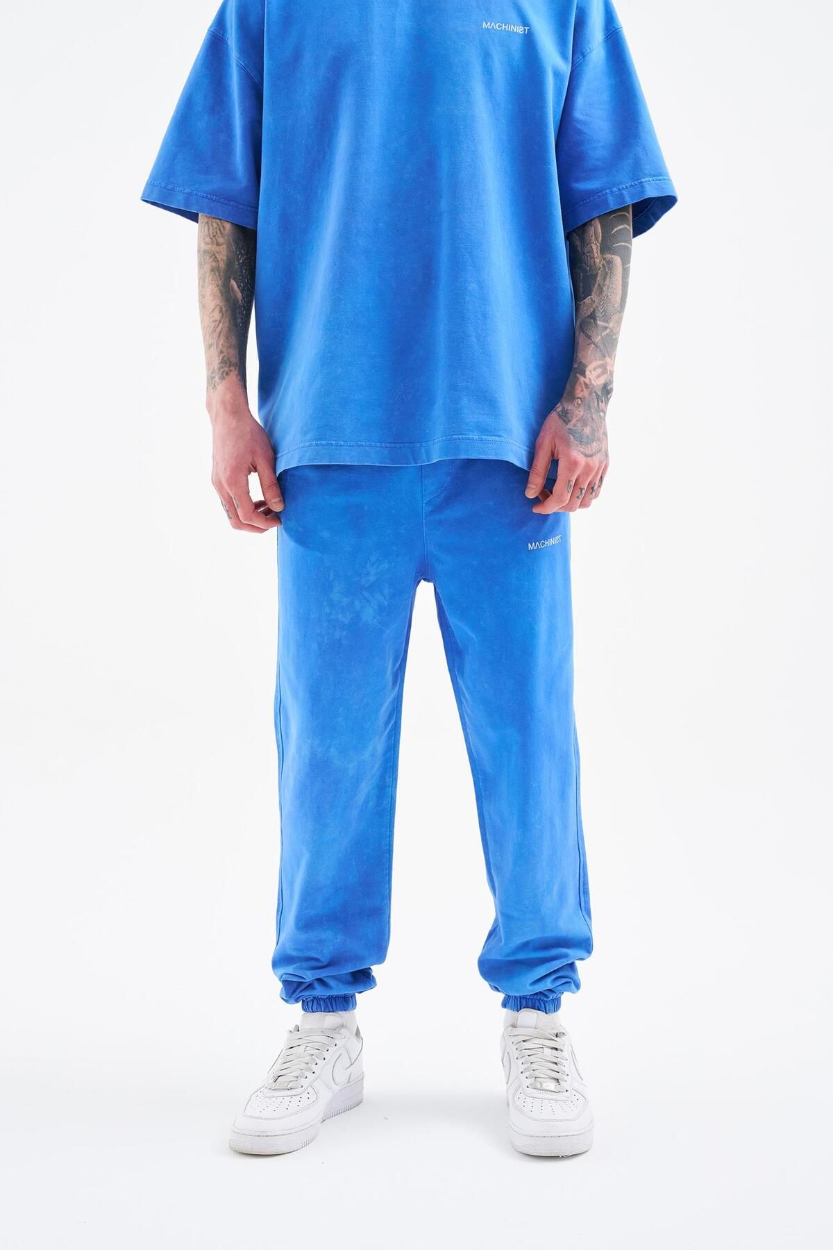 Machinist Erkek Relaxed Yıkamalı Soft Blue Spotted Eşofman Altı