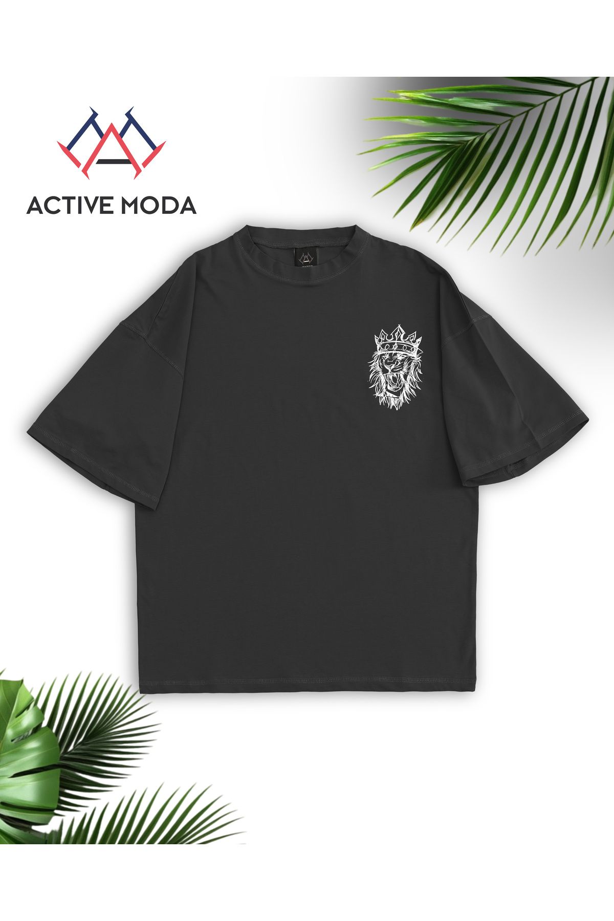 ACTIVE MODA - ERKEK KISA KOLLU TSHIRT BASKILI PAMUKLU OVERSİZE