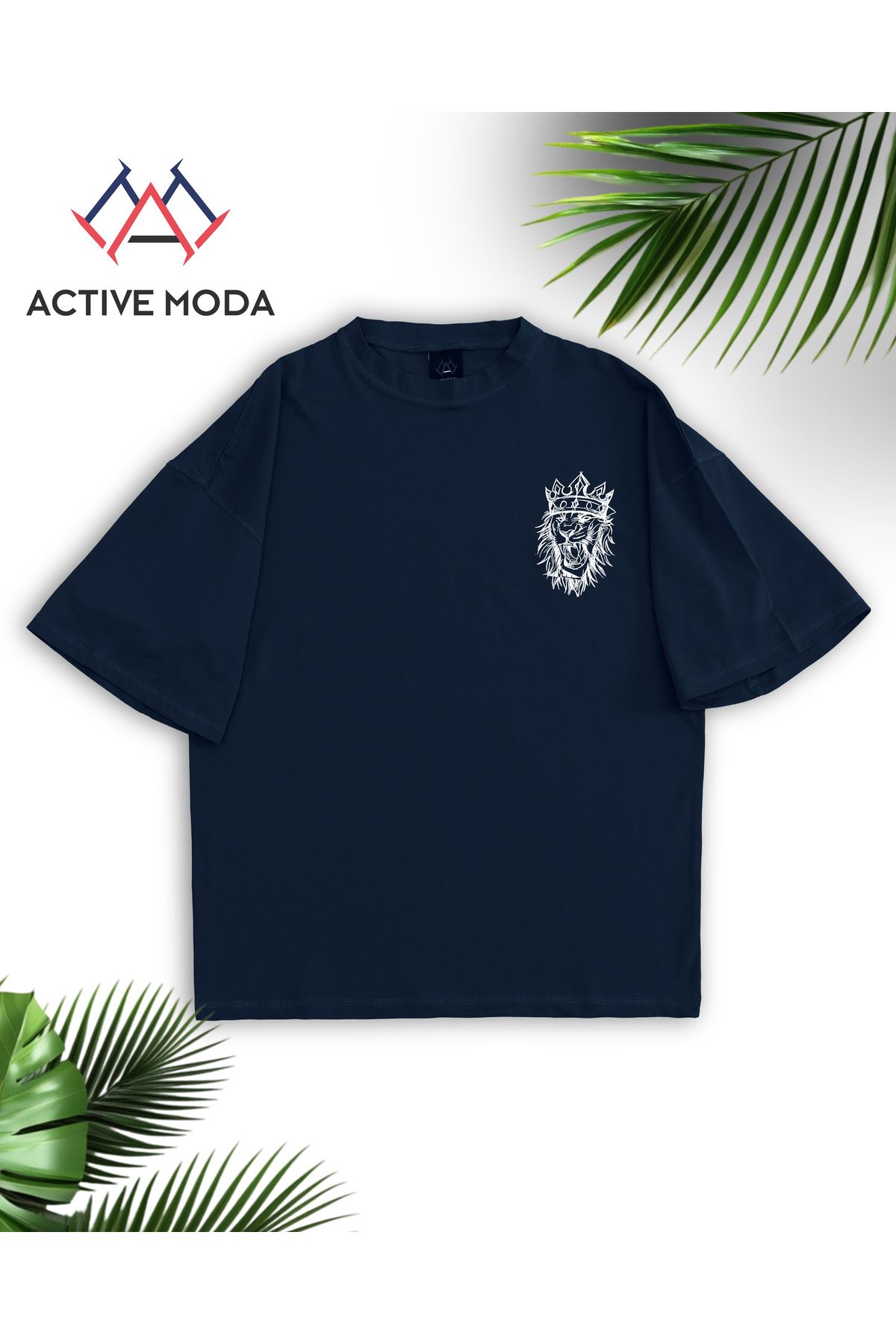ACTIVE MODA - ERKEK KISA KOLLU TSHIRT BASKILI PAMUKLU OVERSİZE
