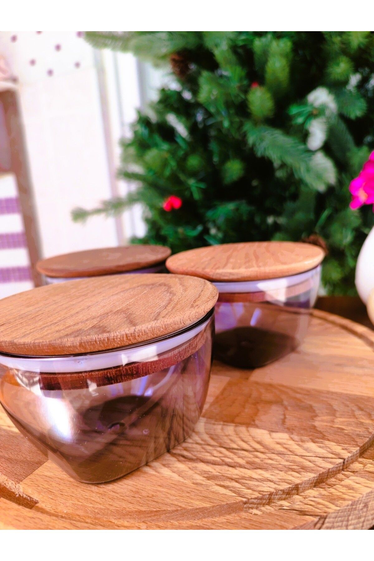 Madame Coco-Florian Wooden Lid Storage Container Set of 3 - 380ml 8
