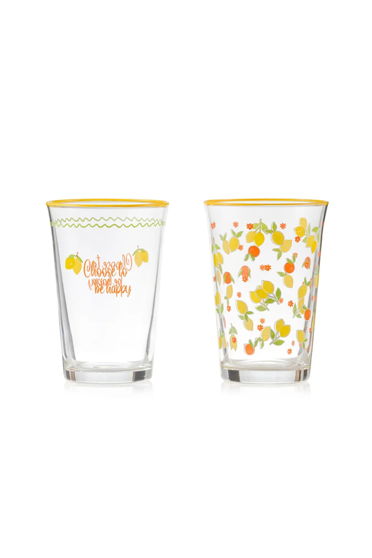 LC Waikiki-Lcw Home Mixed Printed Glass Water Cup Set of 3 350 ml 5