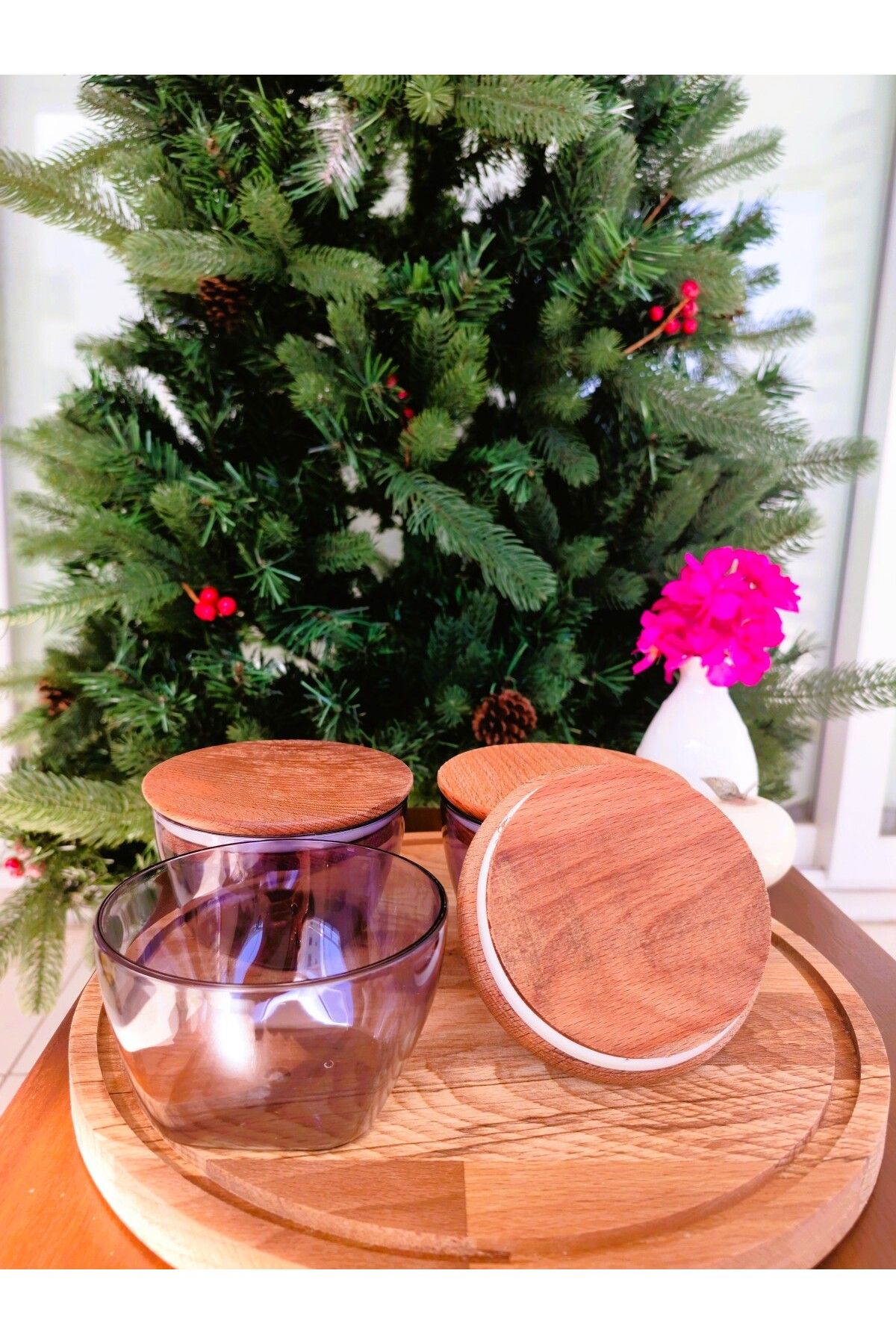 Madame Coco-Florian Wooden Lid Storage Container Set of 3 - 380ml 7