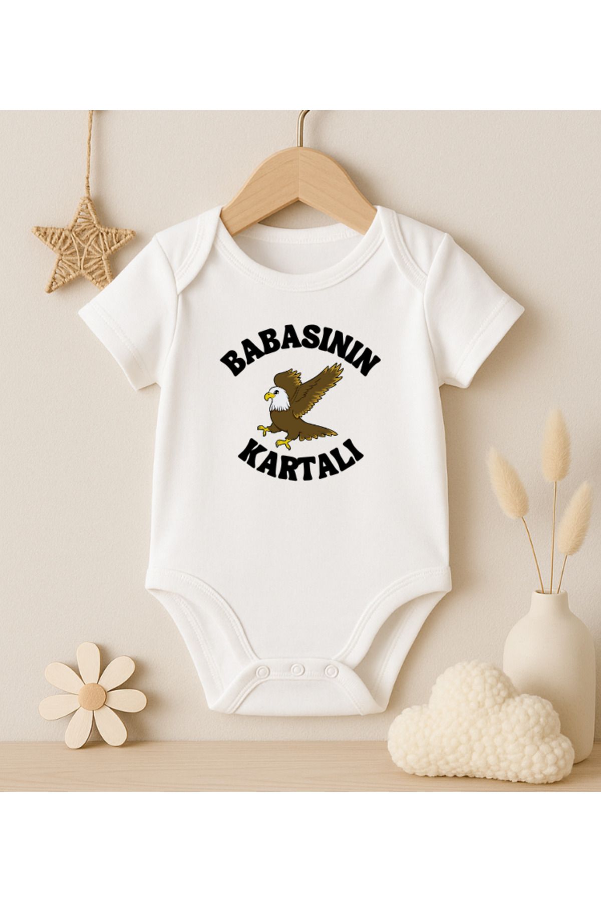 MODAT Babasının Kartalı Yazılı Baskılı Bebek badi zıbın