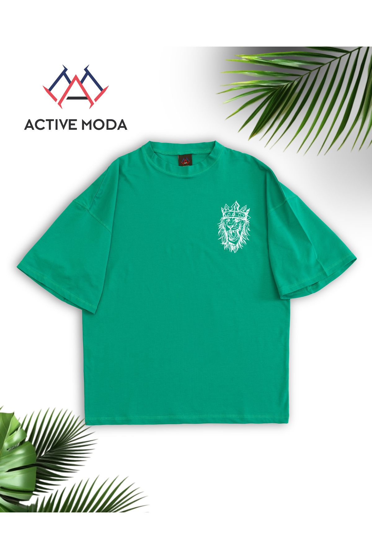 ACTIVE MODA - ERKEK KISA KOLLU TSHIRT BASKILI PAMUKLU OVERSİZE