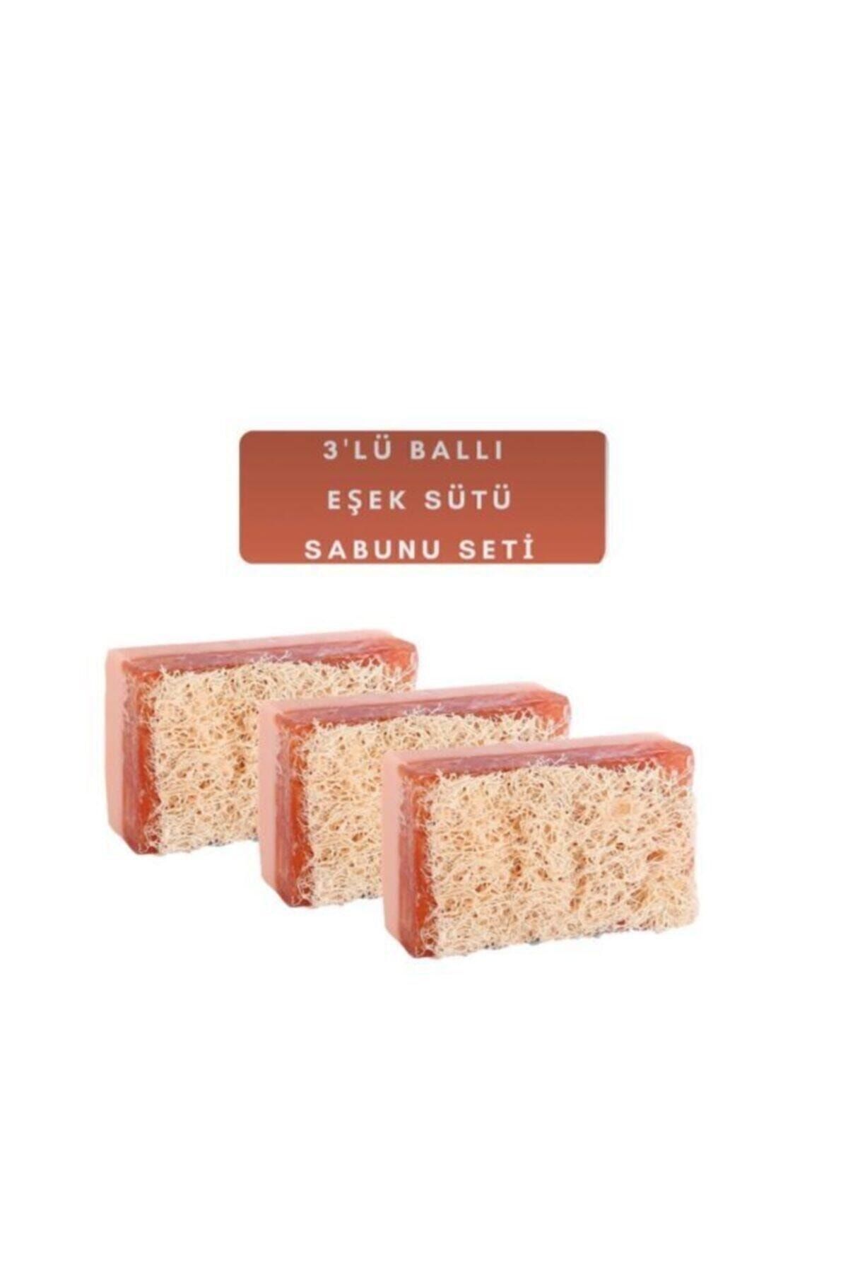 teknotrust Doğal El Yapımı Kabak Lifli Ballı Eşek Sütü Sabunu 3'lü Set 360 gr Dekoratif