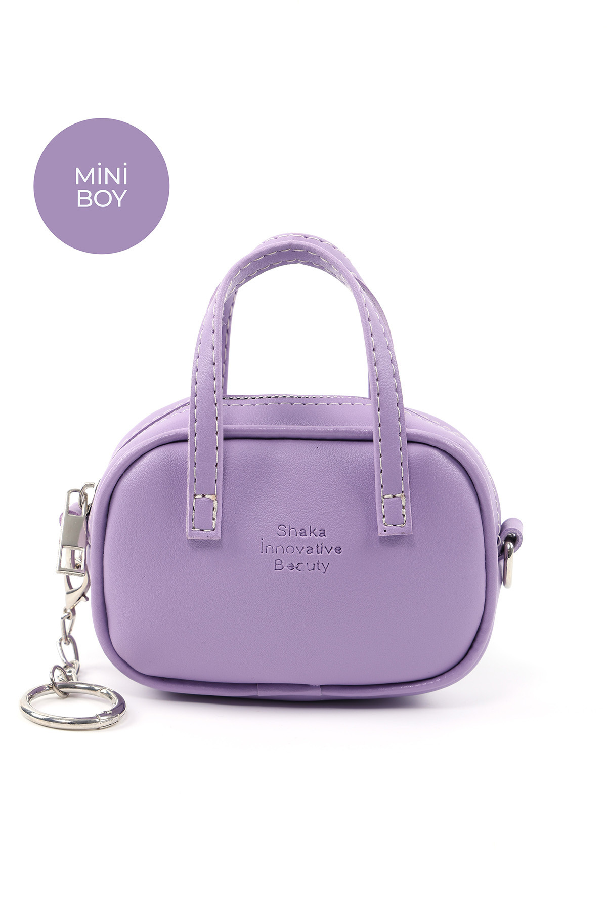 Shaka Lila Shk210 Faux Leather Single Compartment Zippered Handbag and Charm Bag Accessory