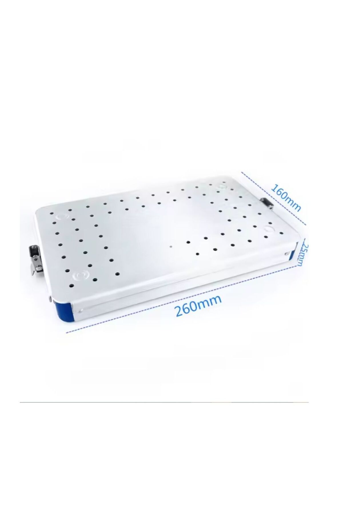barishan medikal Barışhan Medikal Sterilizasyon Konteyner Alüminyum Gri 26x16x3cm Kilitli Cerrahi Aletler Taşıma Kutu