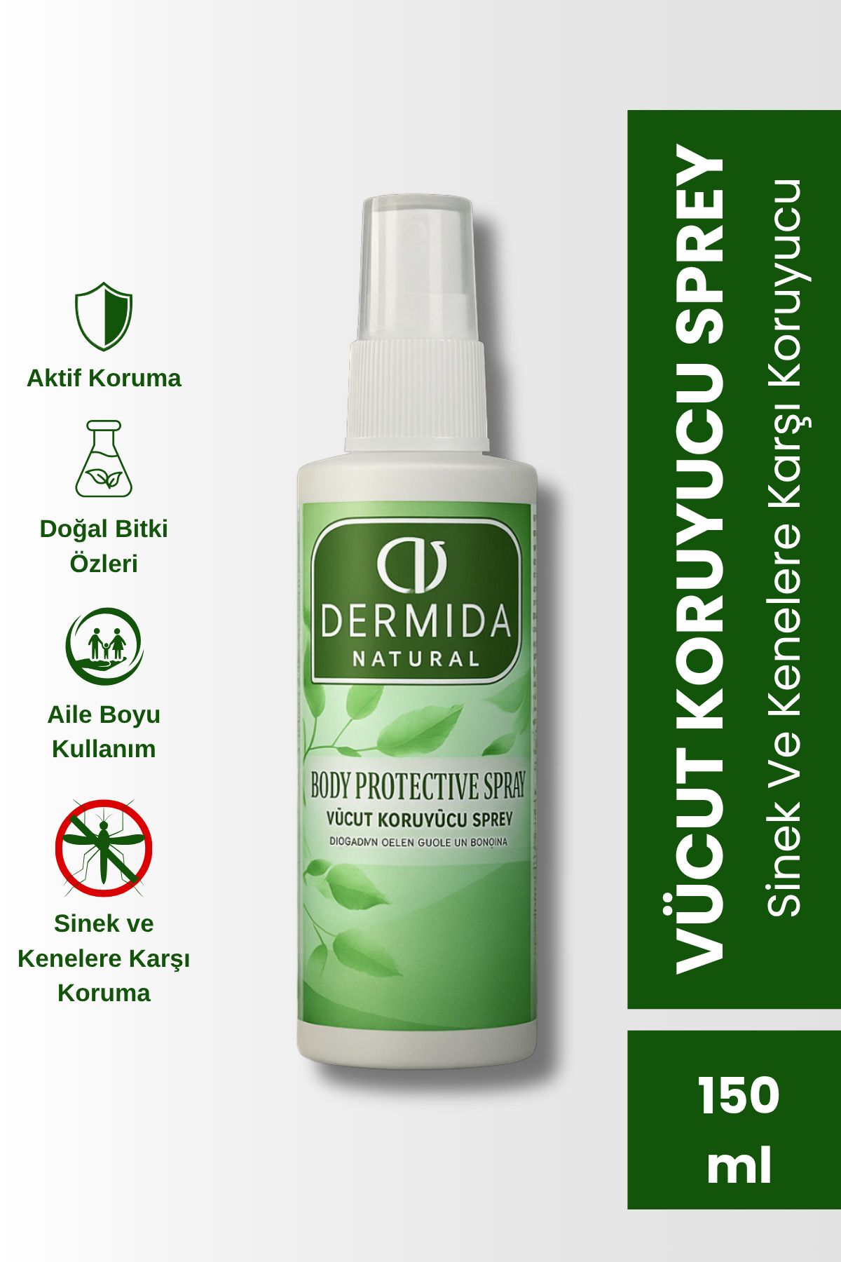 DERMİDA Sivrisinek ve Kene Kovucu, Vücut Koruyucu Sprey 150 ml