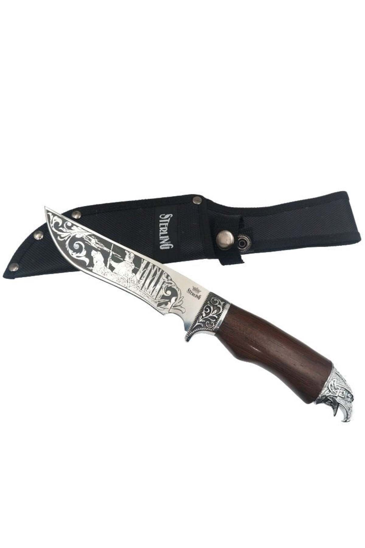 Sterling Kahverengi Saplı İşlemeli 29CM Avcı Bıçağı
