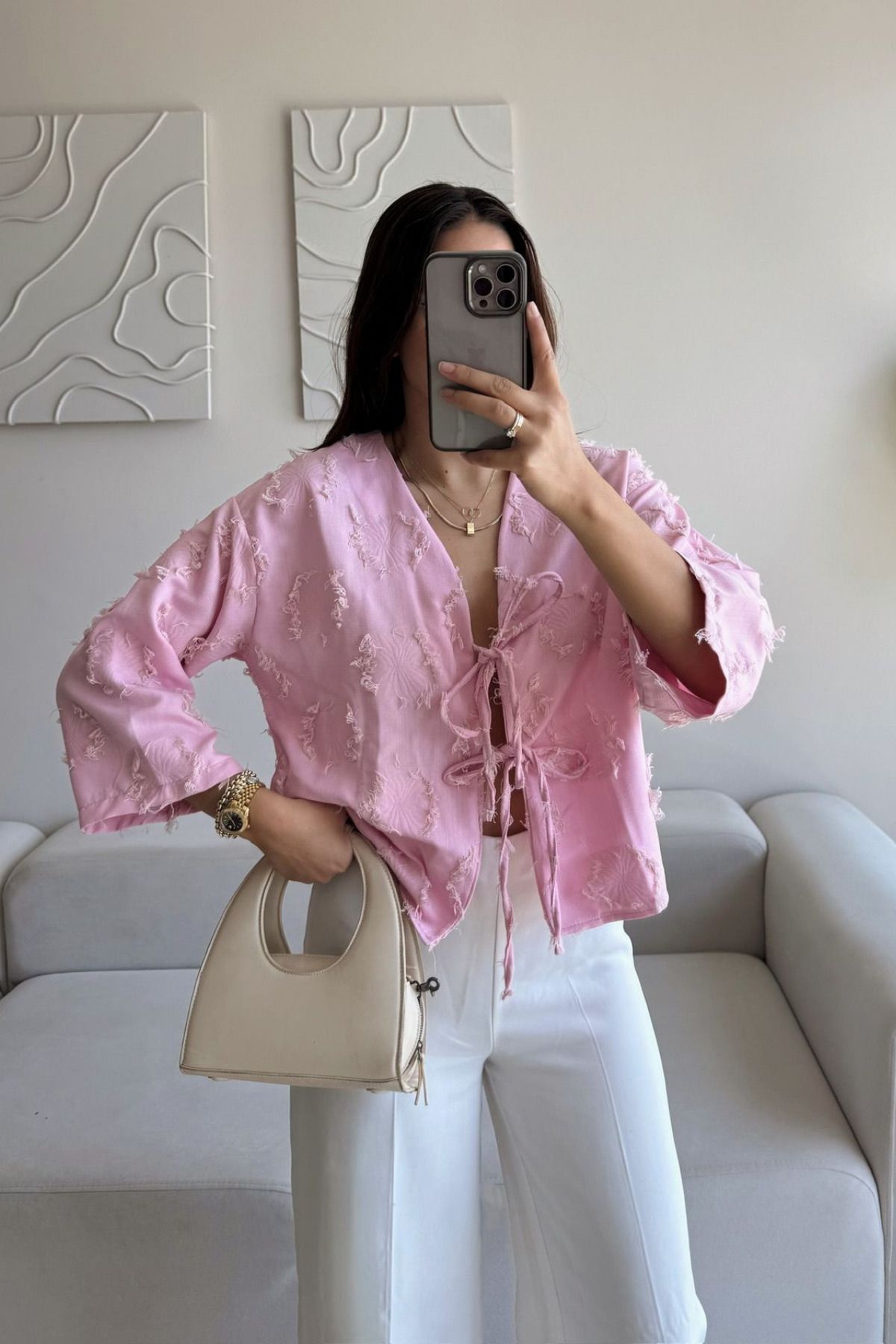 Sindimoda Mirella Jakarlı Keten Gömlek 13734