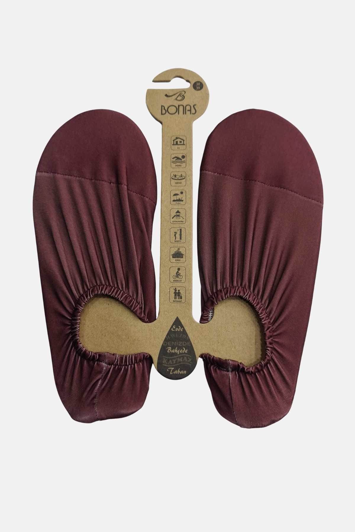 Bonas Bordo Düz Kaydırmaz Taban Kadın Deniz Ve Havuz Ayakkabısı