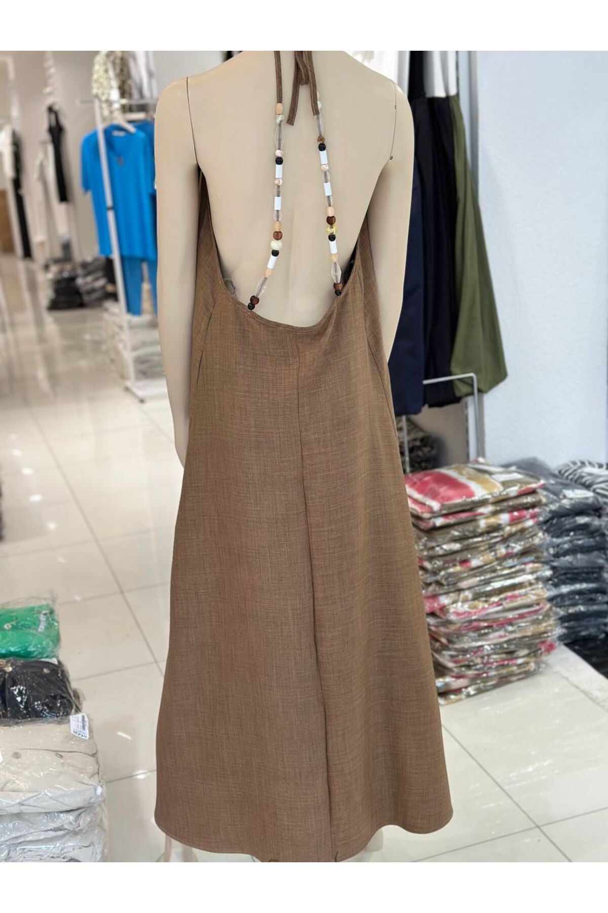 PG GİYİM SIRTI BONCUKLU ELBİSE- 22087