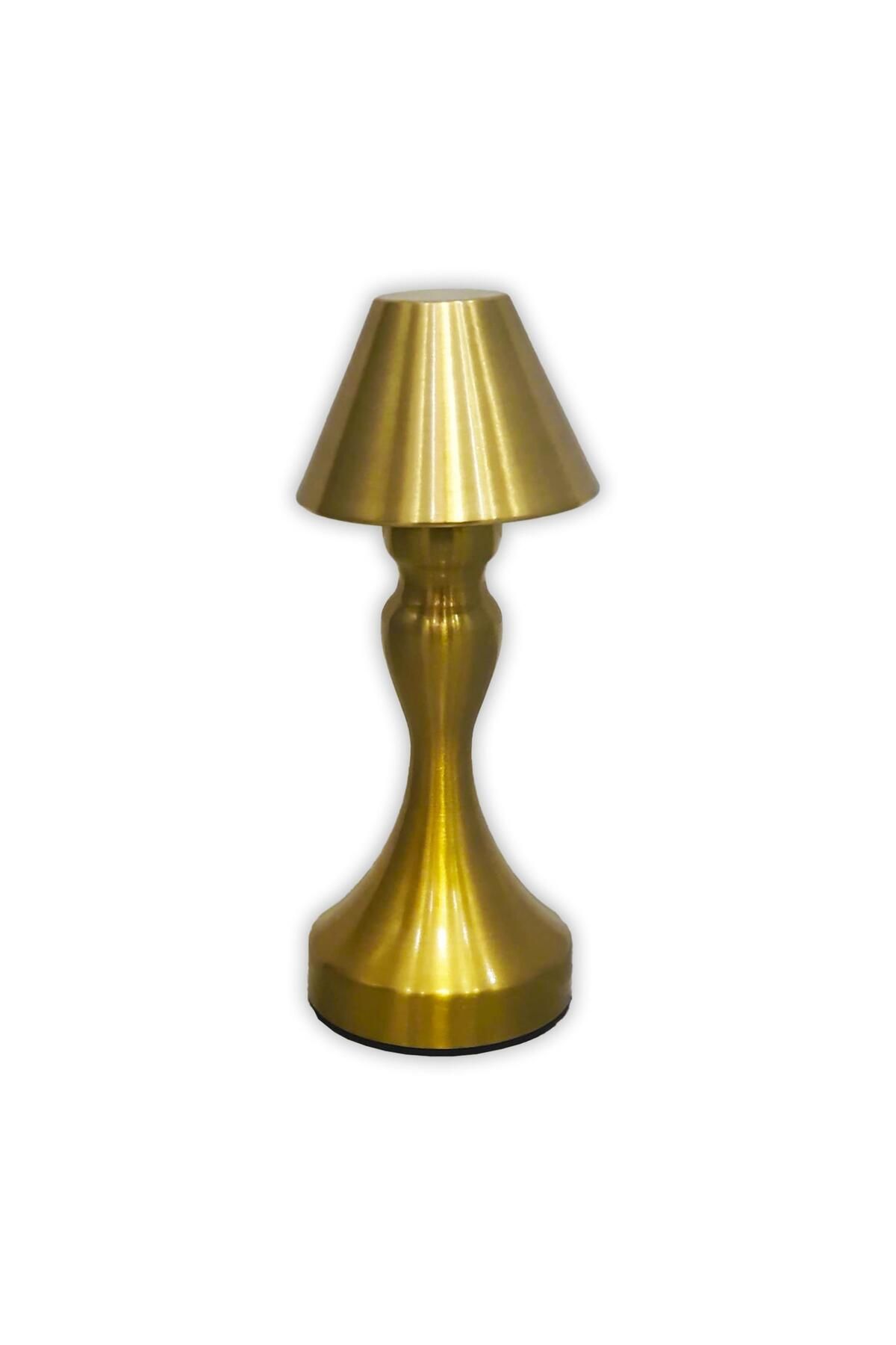 UpWay Şarjlı Dokunmatik Ayarlanabilir Işıklı 3 Modlu Dekoratif Gold Retro Sehpa Konsol Yemek Masa La