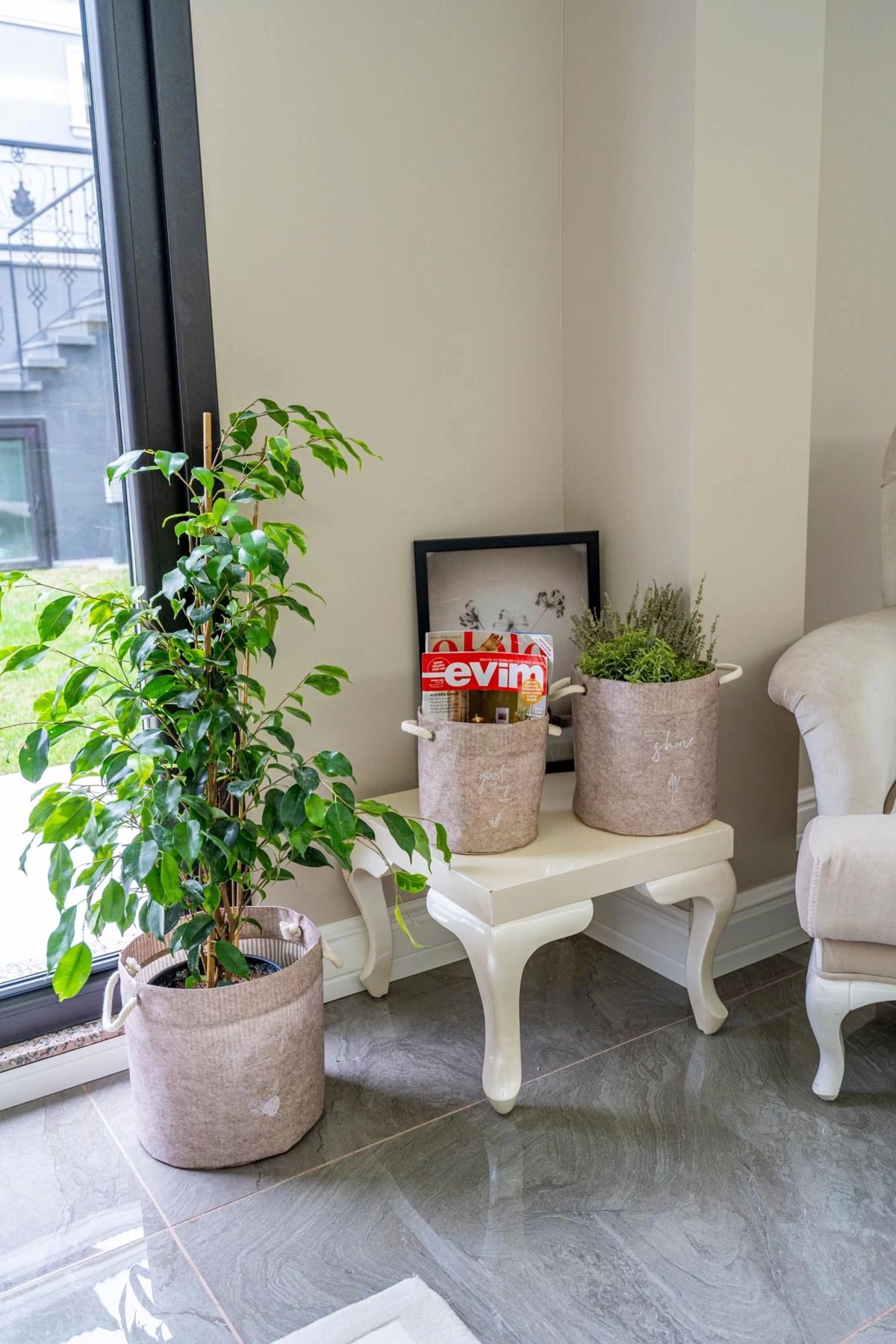 Vemora Kulplu Yuvarlak Düzenleyici Çok Amaçlı Kolay Taşınabilen Organizer Keçe Sepet (maxi) 03655
