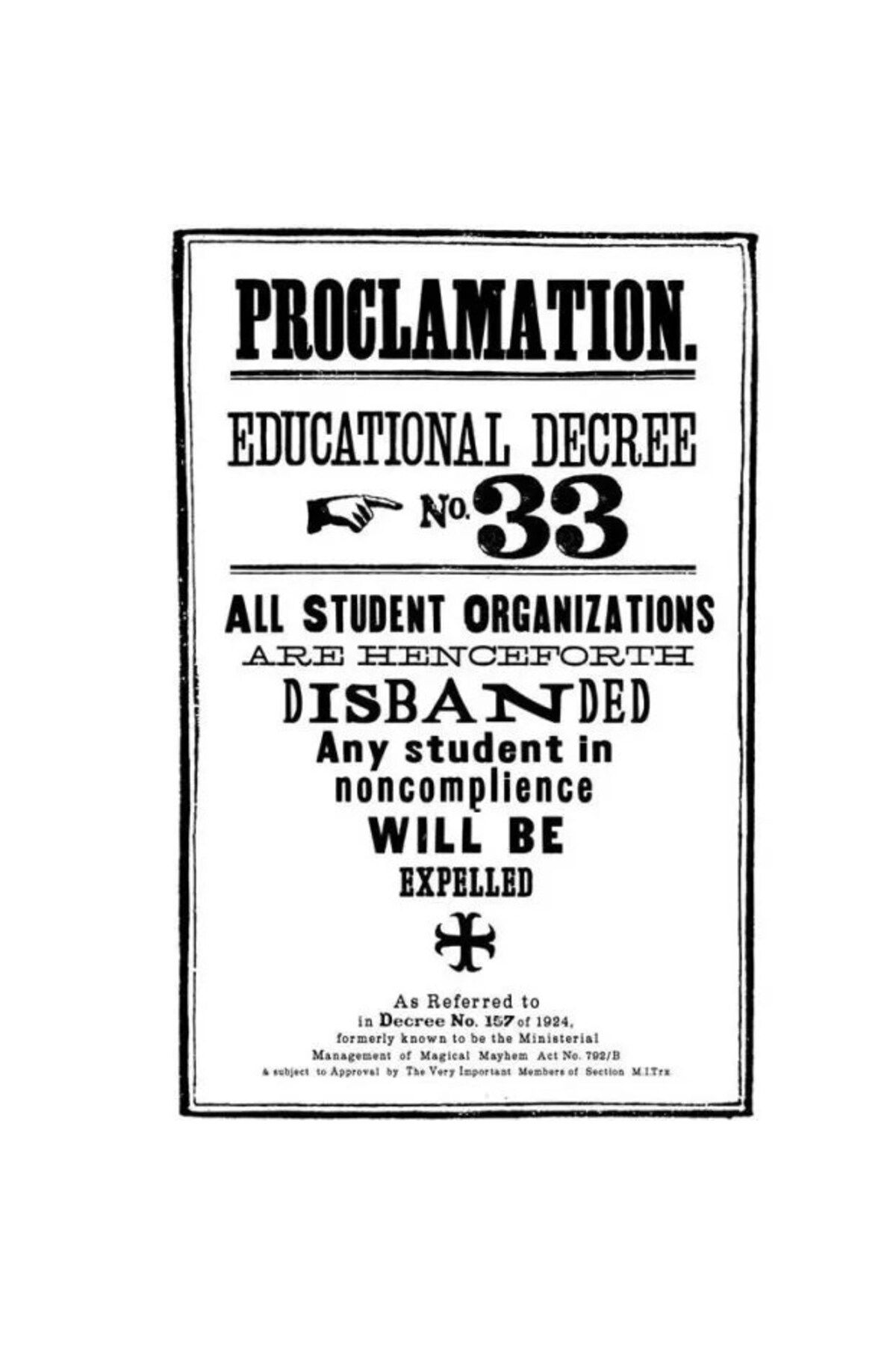 Warner Bross Harry Potter Hogwarts Duvar Posteri Proclamation No 33 50x70 cm