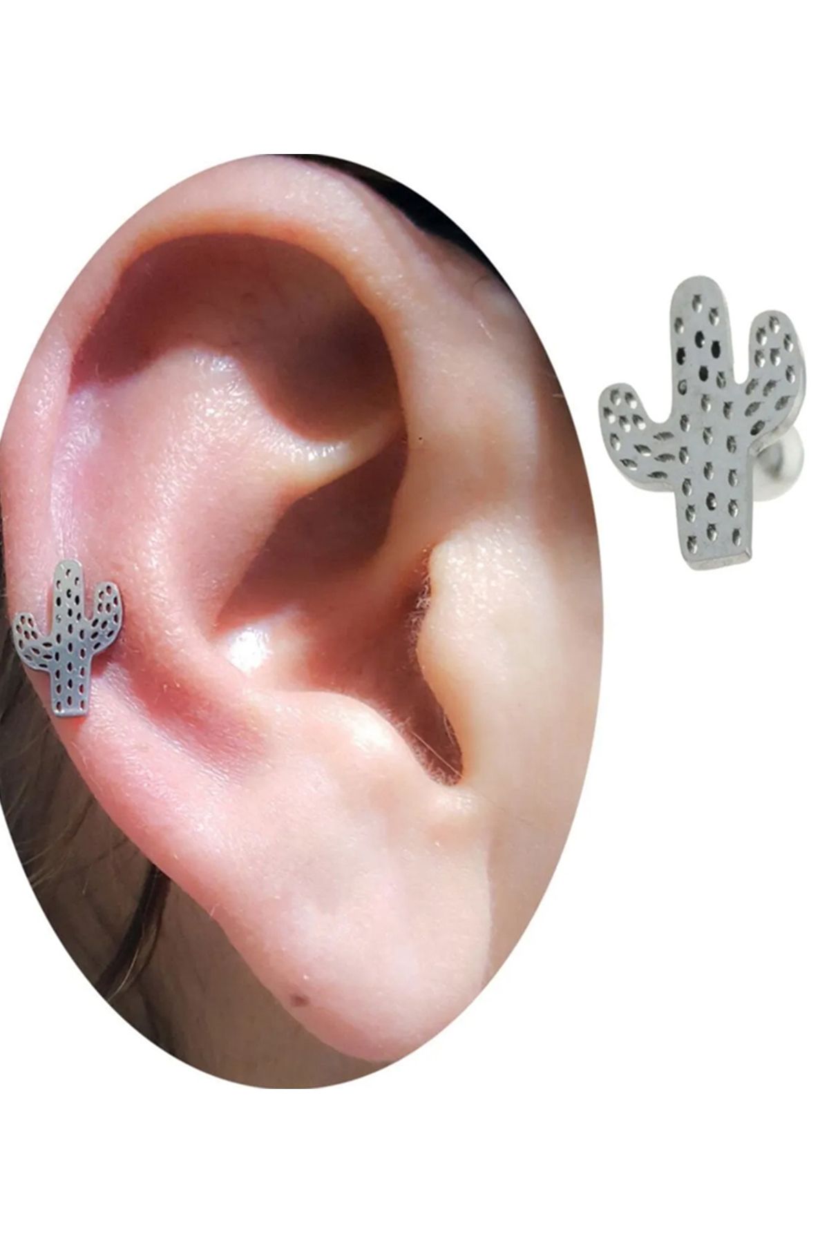 Cadının Dükkanı Çelik Kaktüs Tragus Helix Kıkırdak Piercing