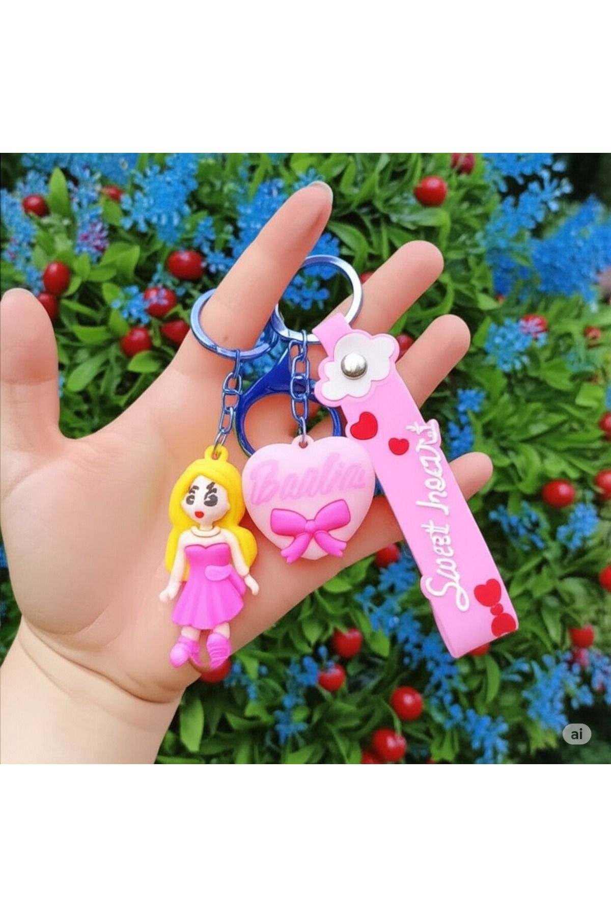 FAMEMUS ACCESSORY 2(li ) Tatlı Kalpli Silikon Anahtarlık Seti Hedyelik Çanta aksesuar