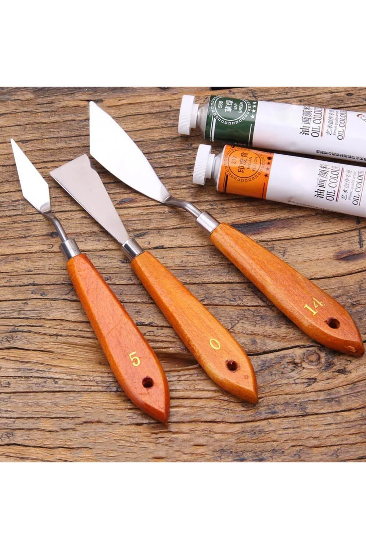 teknotrust 3'lü Metal Spatula Seti, Boya, Seramik, Heykel ve Resim İçin, Gri Renk