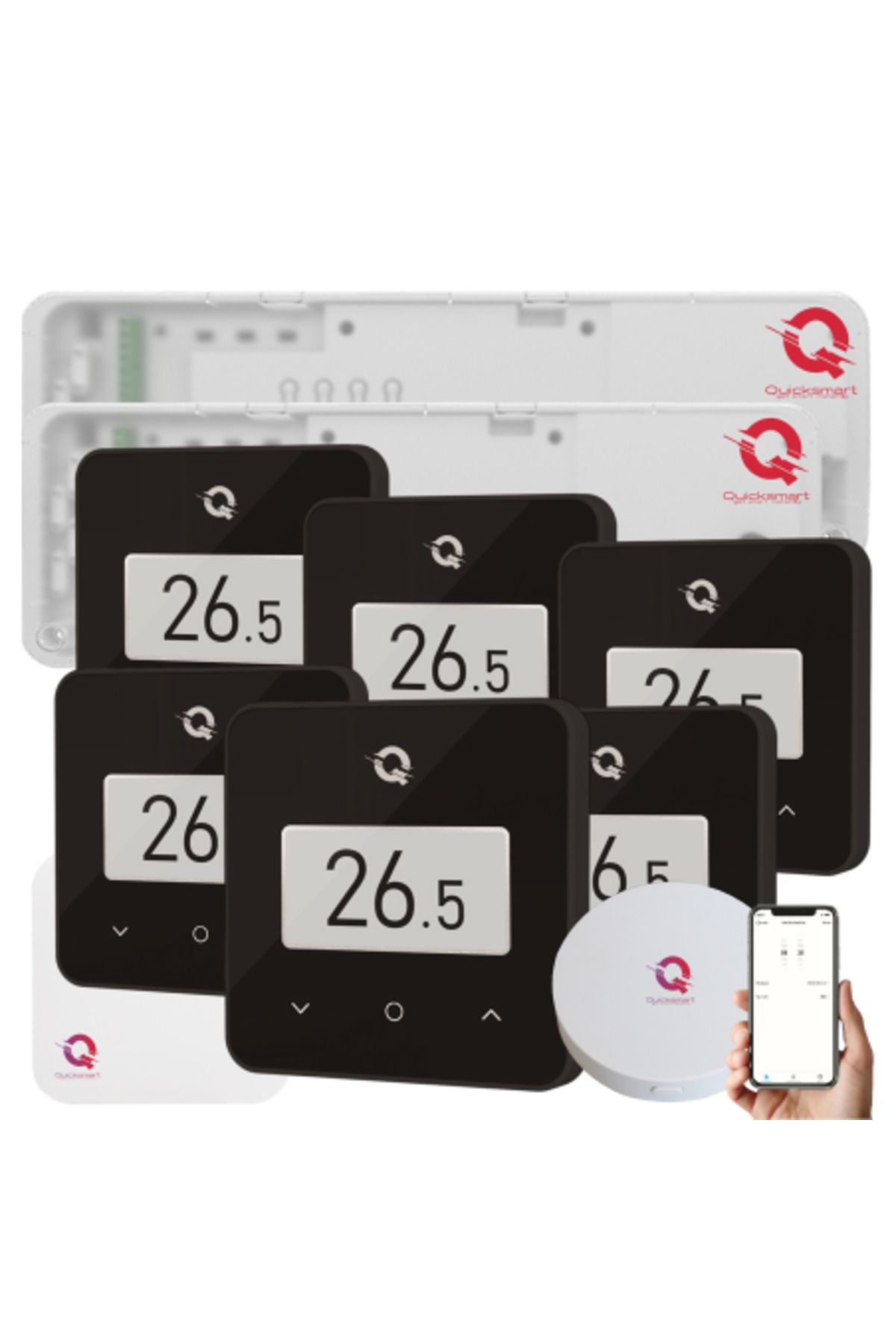Quicksmart-Kit Automatizare Pardoseala Wireless Q20, Controller 2x 8 zone, 6x termostat Q30, Gateway Hub, Contr 7