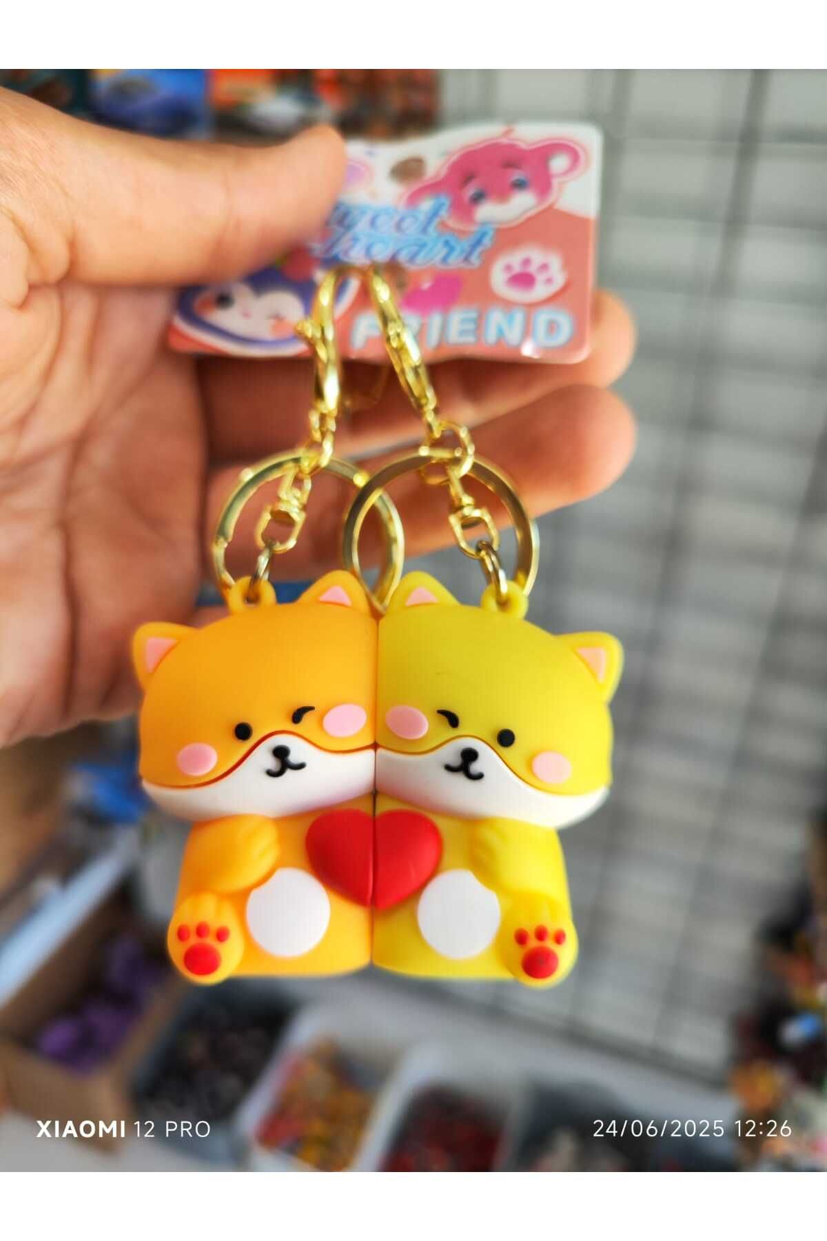oyuncakçı savaş & europe shop Sanrio mıknatıslı çift sevgili anahtarlık yakın arkadaş sevimli silikon hediyelik tavşan seti