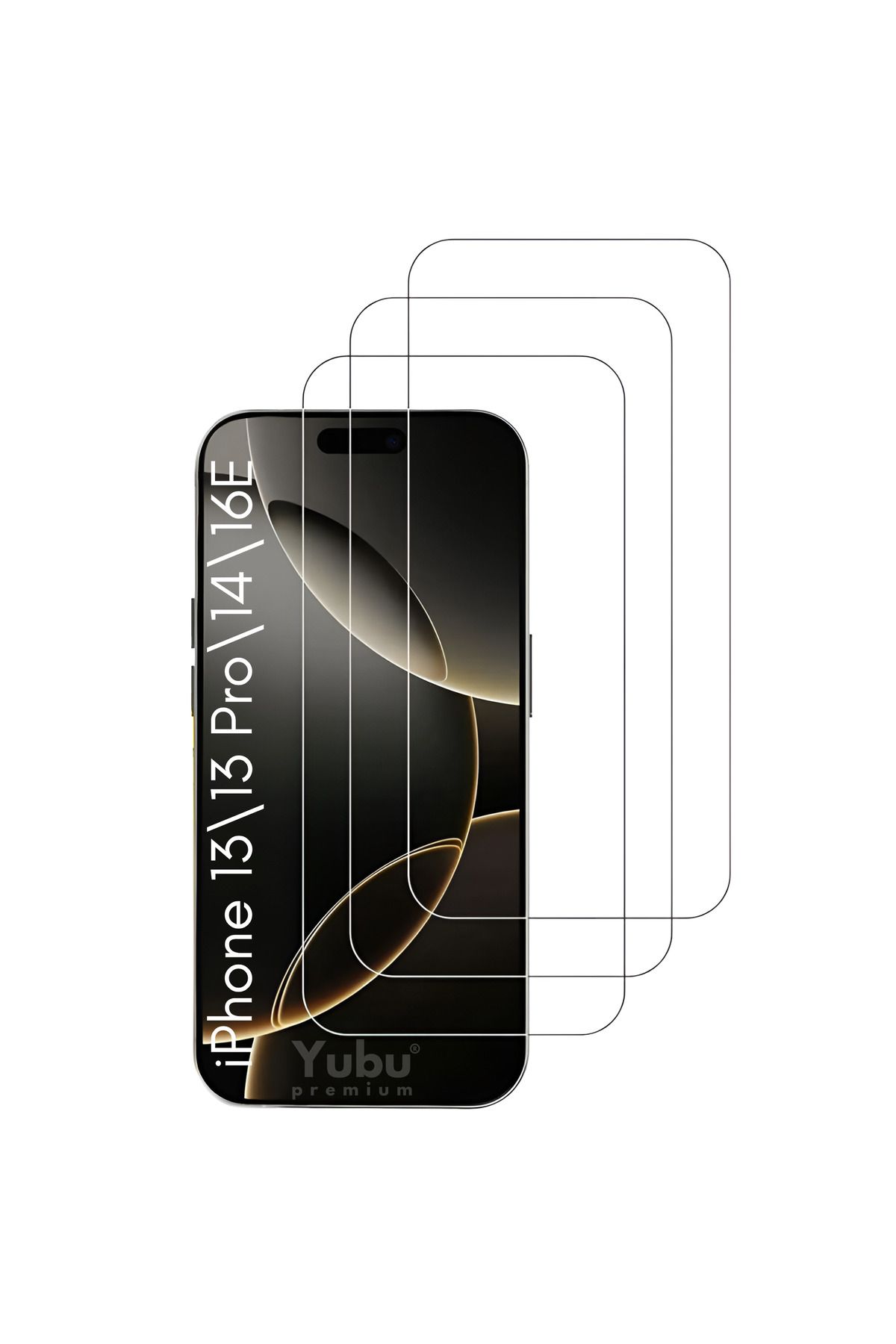 yubu 3'lü Paket iPhone 13-13Pro 14-16E Uyumlu Temperli HD Cam Kırılmaz Ekran Koruyucu (3'LÜ PAKET)