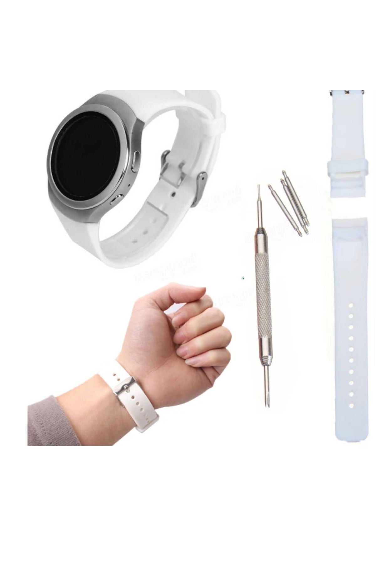 demila Ally Sm Gear S2R600 Watch S4 42mm Dişli Silikon Kordon Kayış-(5775) - MLA3326-9298