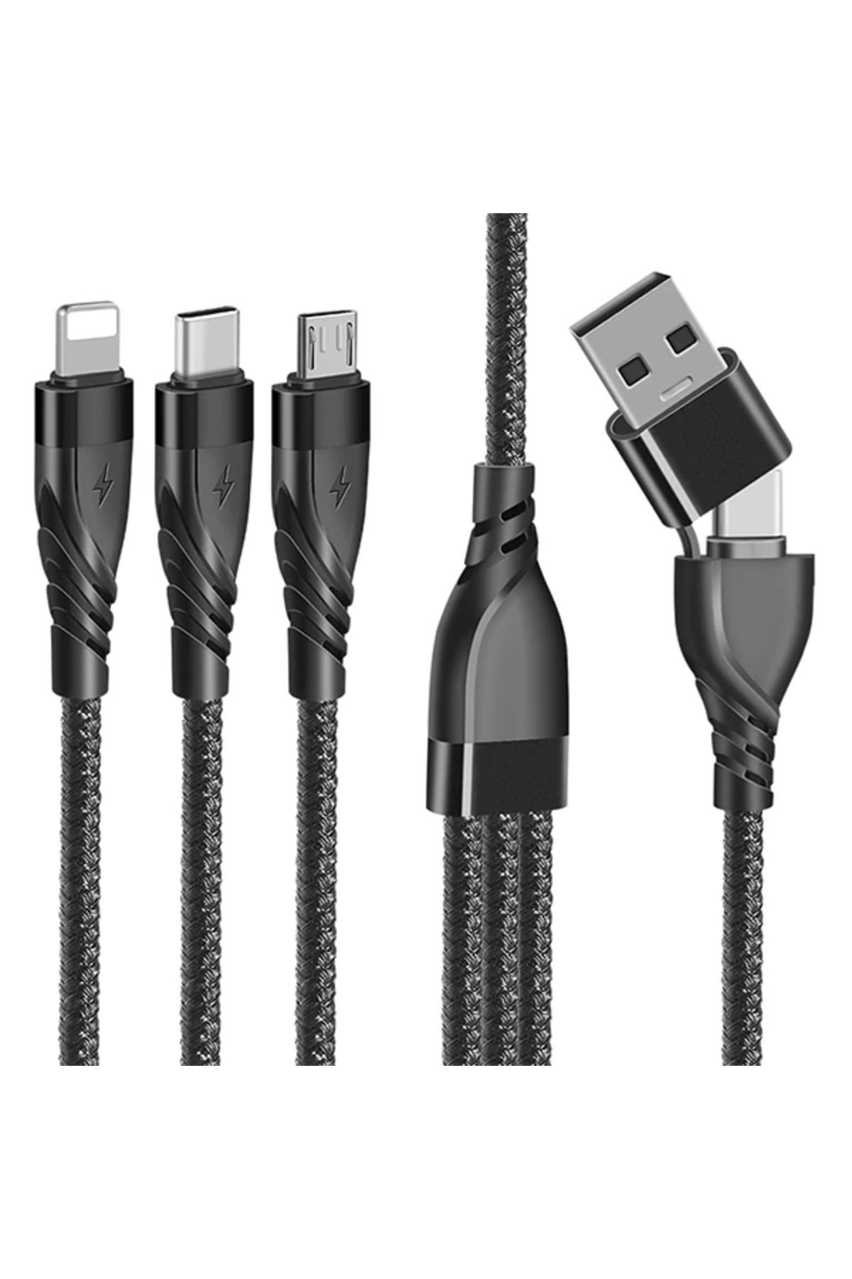 Marsilyan ALLY 3in1 Type-C + USB To Lightning + Type-c + Micro Usb Şarj ve Data Kablosu-(5775 - MCT9275-2964