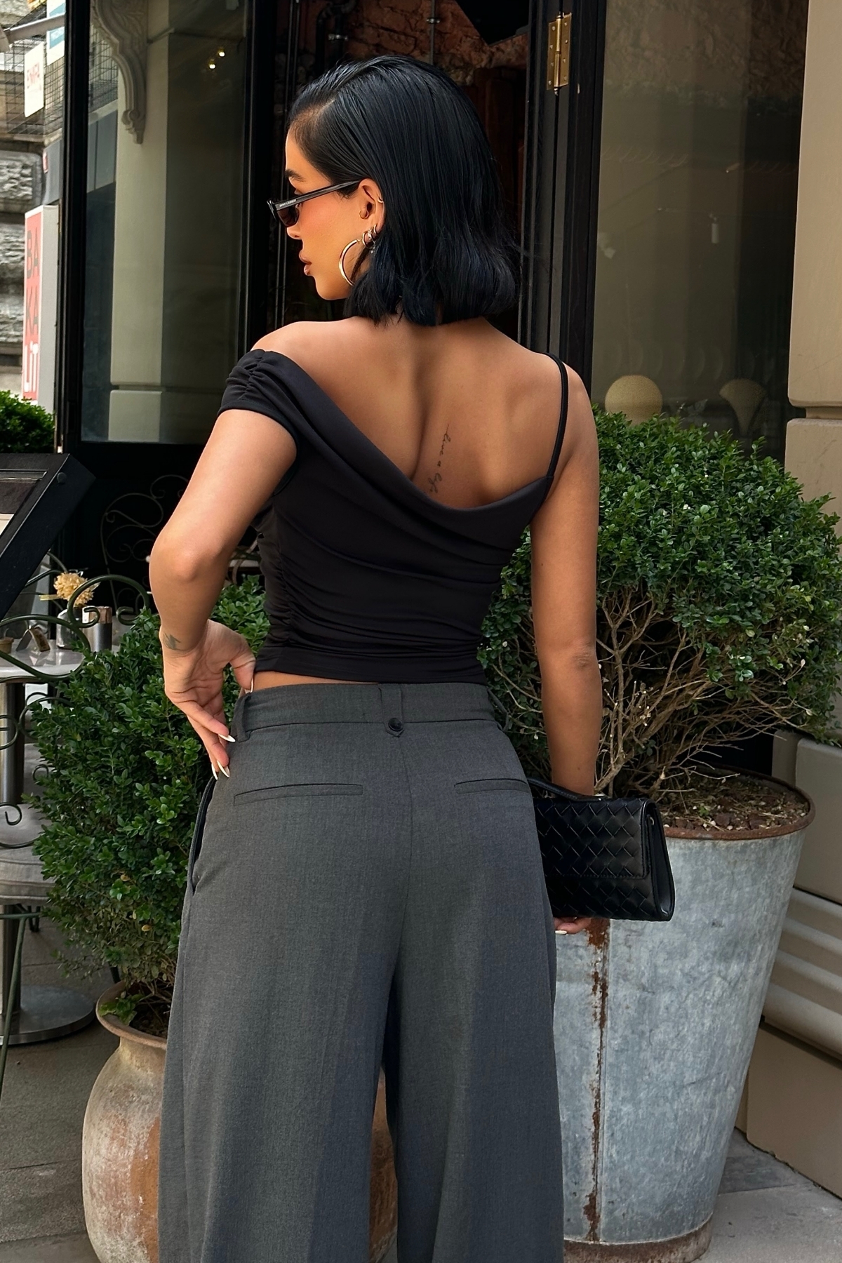 World Fashion Trends  WFT8004 ASİMETRİK VOLANLI ESNEK CROP TOP - Görsel 5