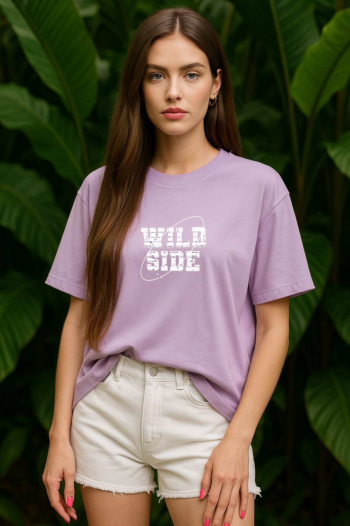 TARZ STİL Kadın Oversize Wild Side Baskılı Kısa Kollu Trend Tişört 11082