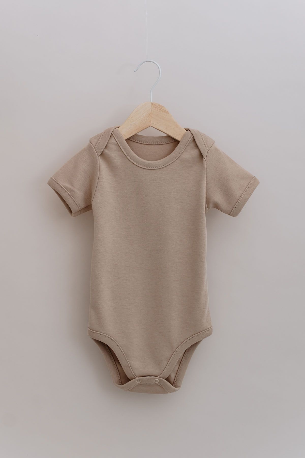 Tuğba Kuğu Kısa Kollu Bebek Body - Pureline Series - Kahverengi