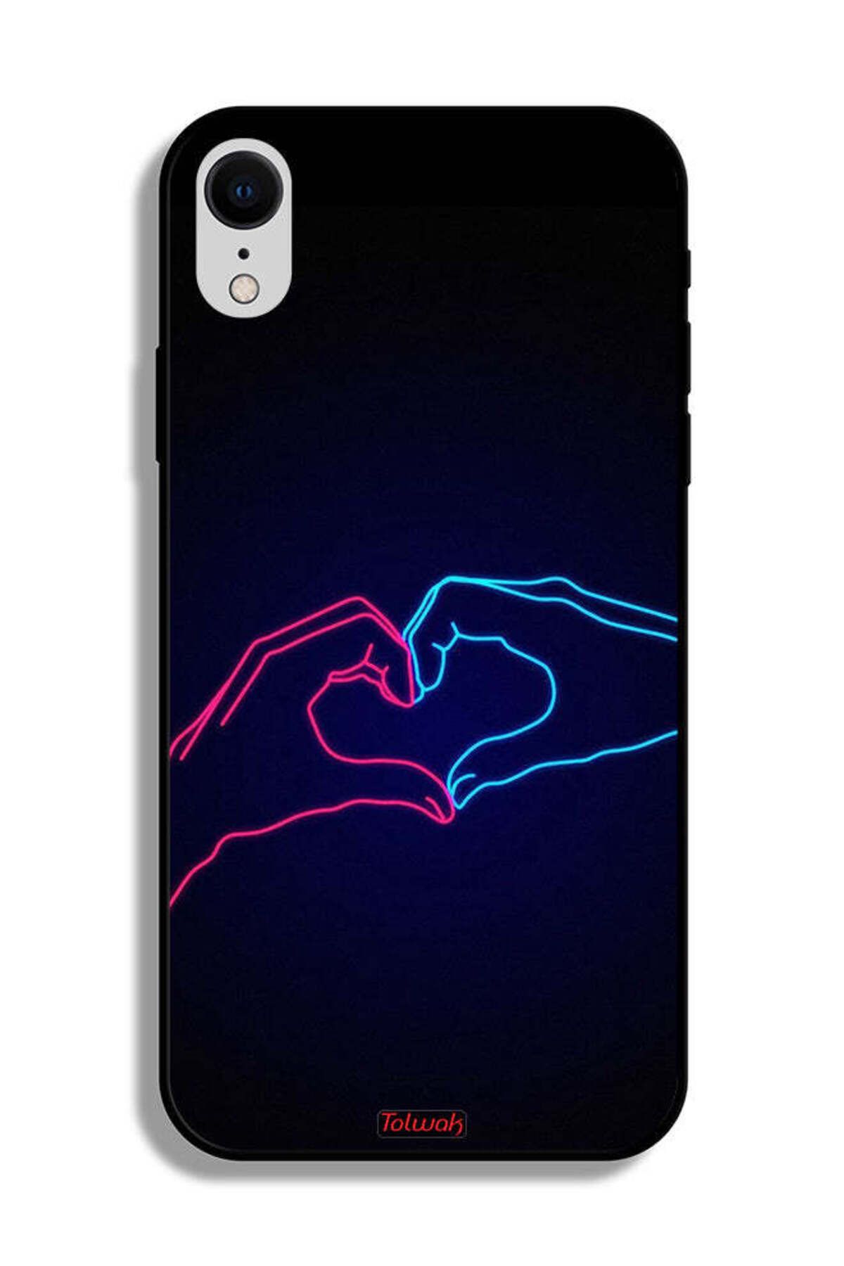 Tolwak-Apple iPhone XR Protective Case Touching Hand Making Heart 2