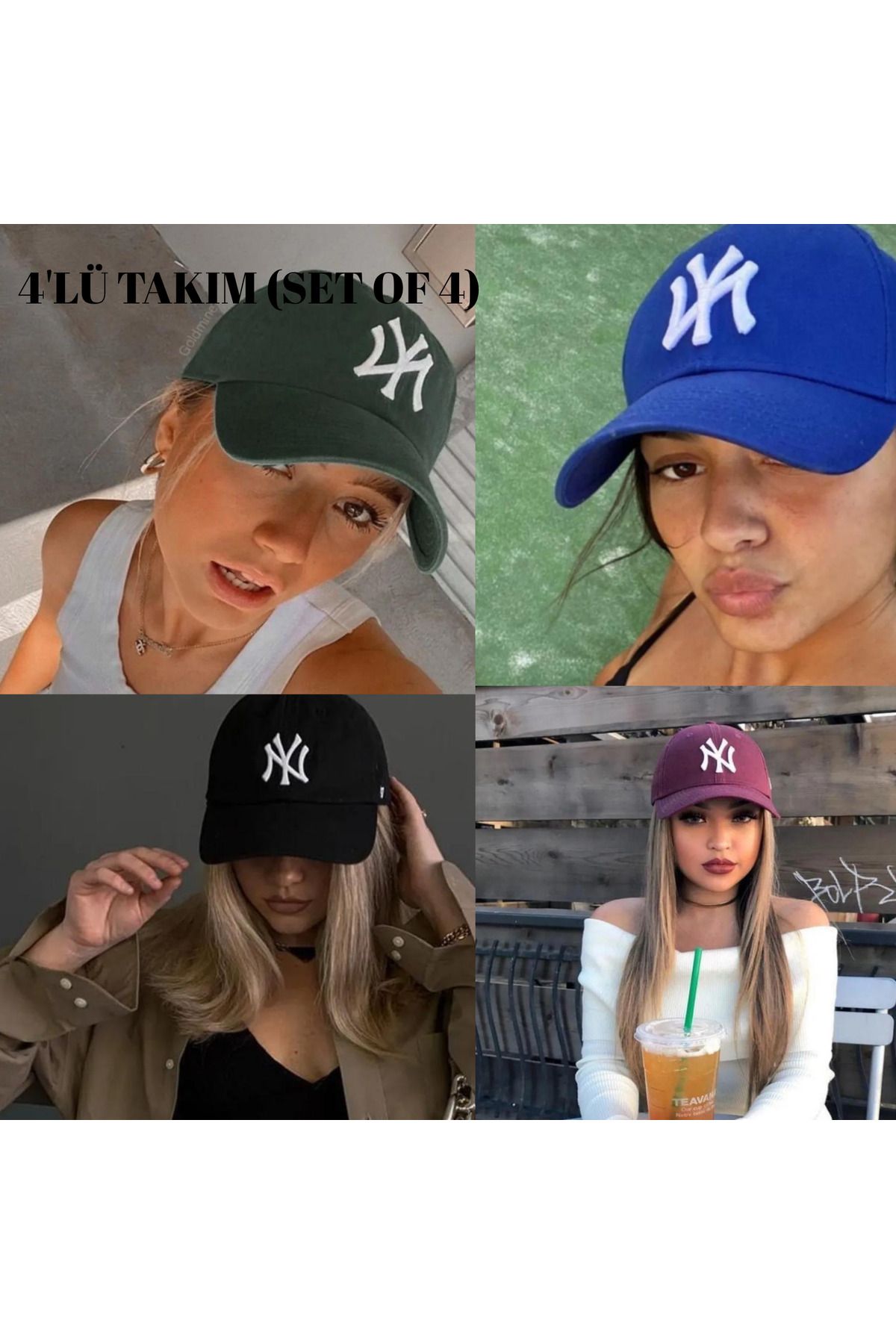 Wearflawless Spor Şapka Ayarlanabilir Unisex 4'lü Şapka Takımı