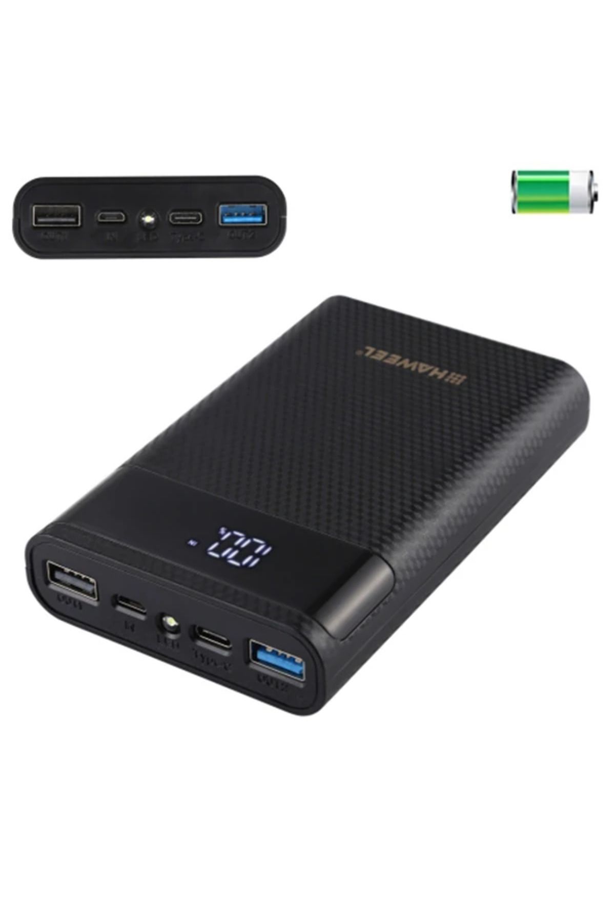 gizmurstore Haweel Diy 4X18650 Dijital Göstergeli Pil powerbank kutusu Dual Grişli Type c-(577 - GMS5421-9045