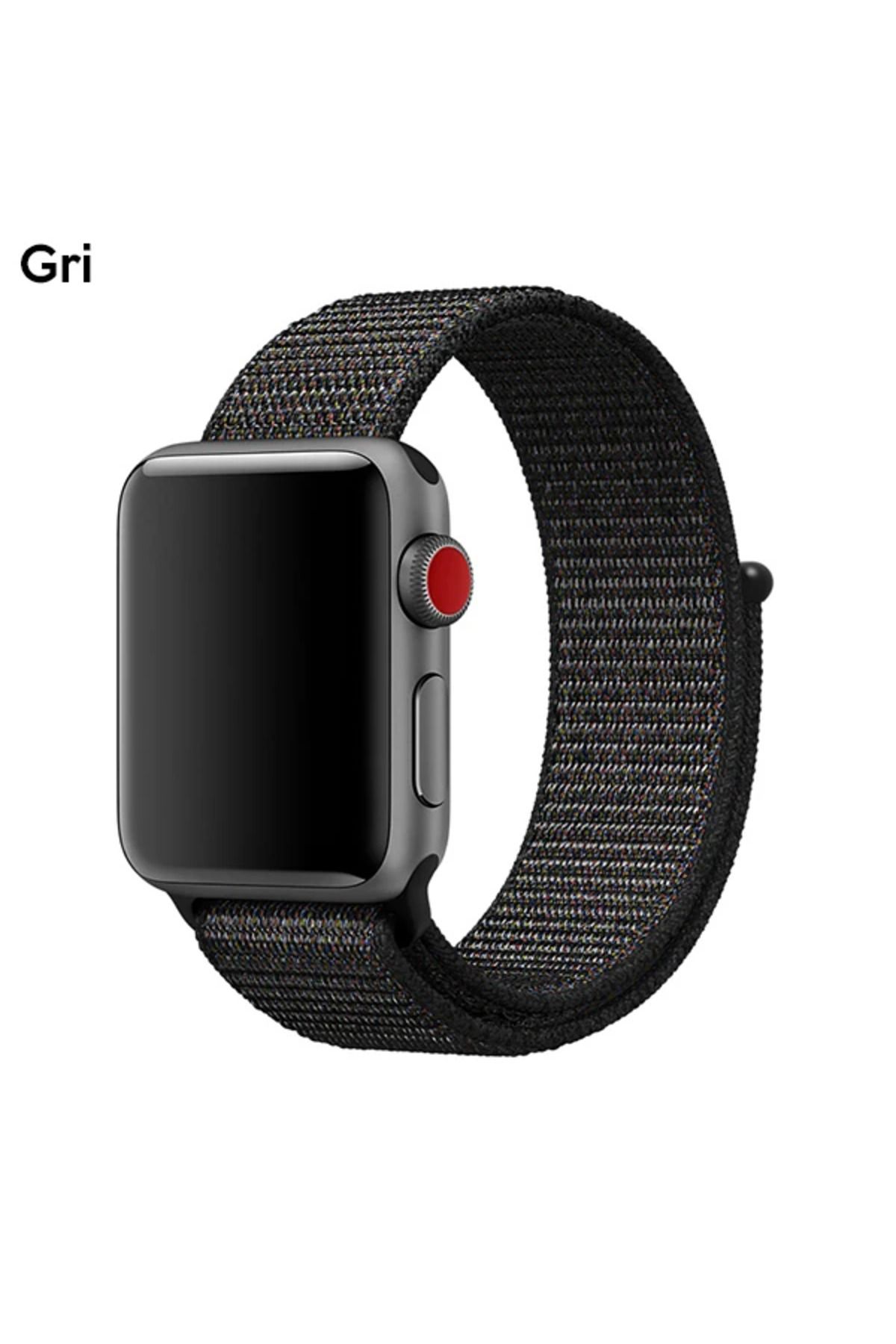 Marsilyan Ally Apple Watch 7-8 41mm 6-5-4 40mm Nylon Loop Spor Kayış Kordon 3-2-1 38mm-(5775 - MCT3272-4238
