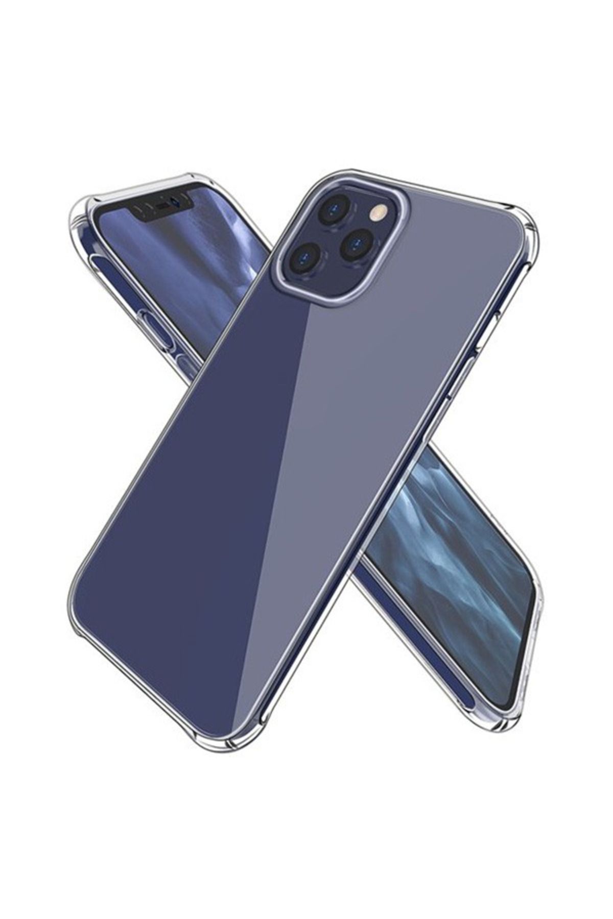 Marsilyan İPhone 12 Pro Max 6.7 Anti-Drop Silikon Kılıf Shockproof Şeffaf kılıf-(5775) - MCT5777-6852