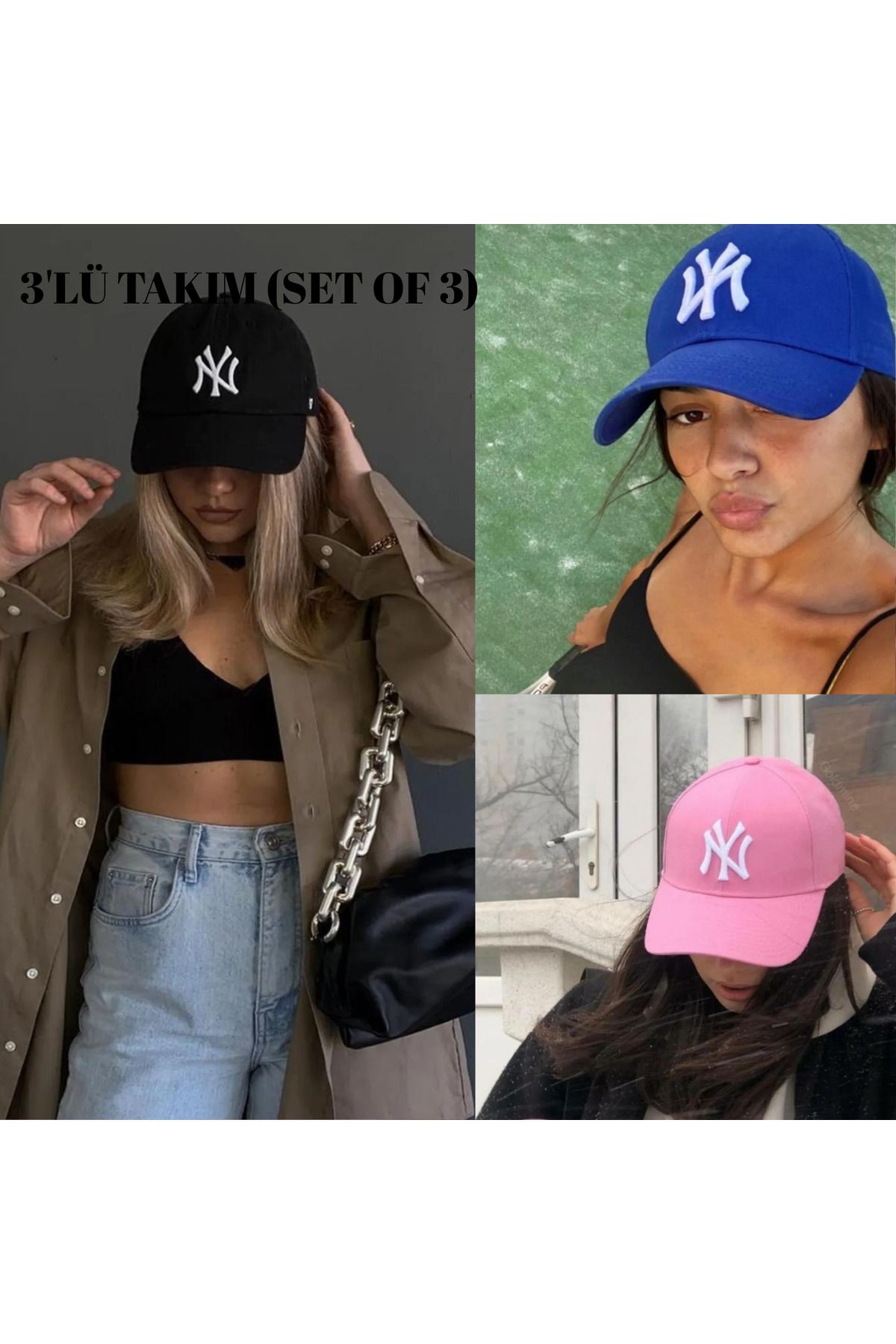 Wearflawless Spor Şapka Ayarlanabilir Unisex 3'lü Şapka Takımı