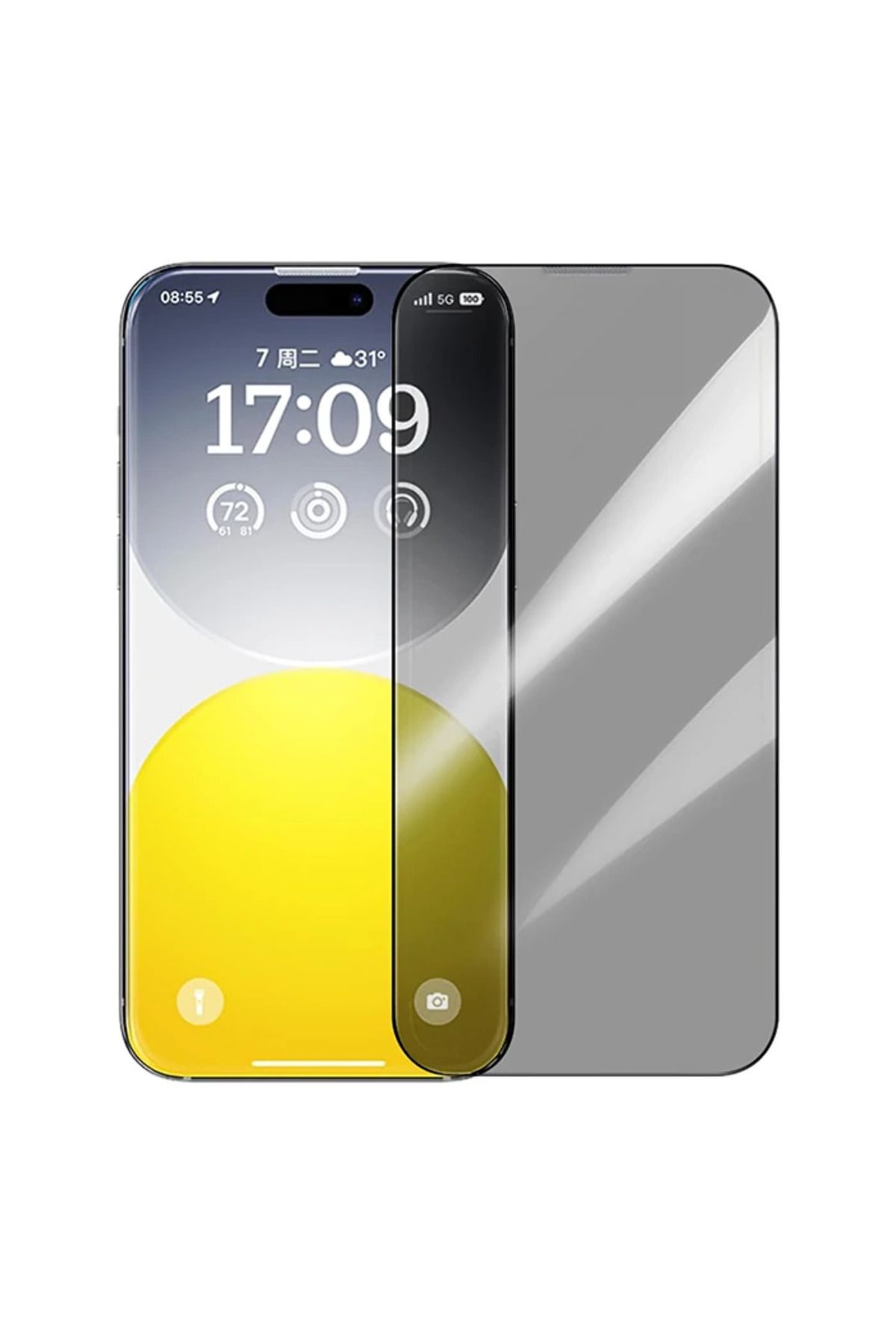 mudikonsept Crystalline iPhone 15 Plus Privacy Hayalet Full Koruma Cam Ekran Koruyucu-(5775) - MDE6183-2438