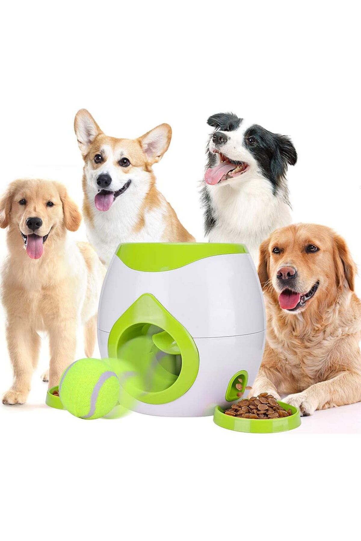GÜMRÜK BEY Köpekler İçin İnteraktif Eğitim İçin Mama Ödüllü Top Fırlatma Oyun Makinesi Mama Kabı Aktivite Aleti