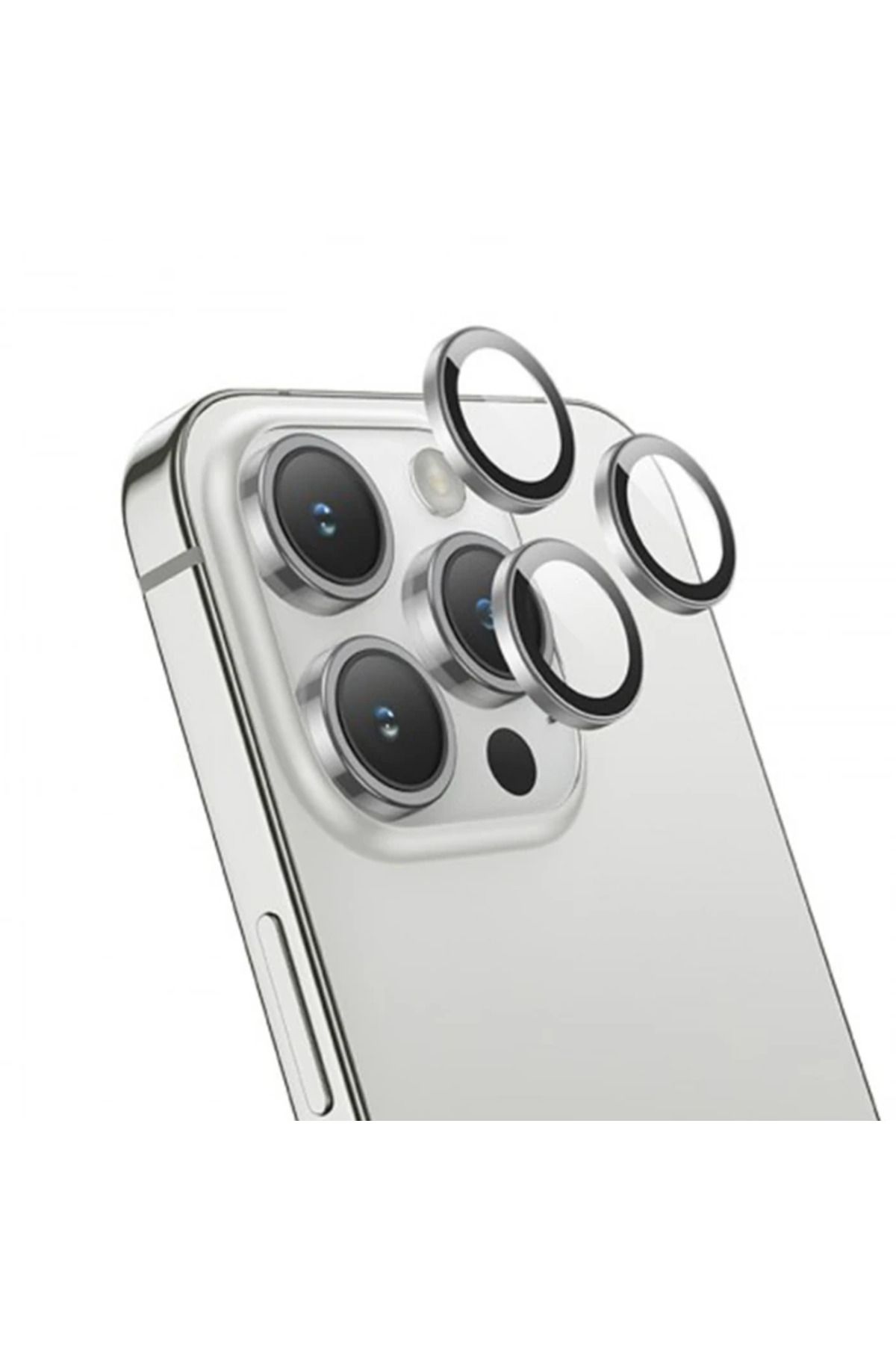 demila HOCO Crystal Clear iPhone 15 Pro-15 Pro Max HD 3D Metal Çerçeveli Kamera Koruyucu - MLA9008-4140